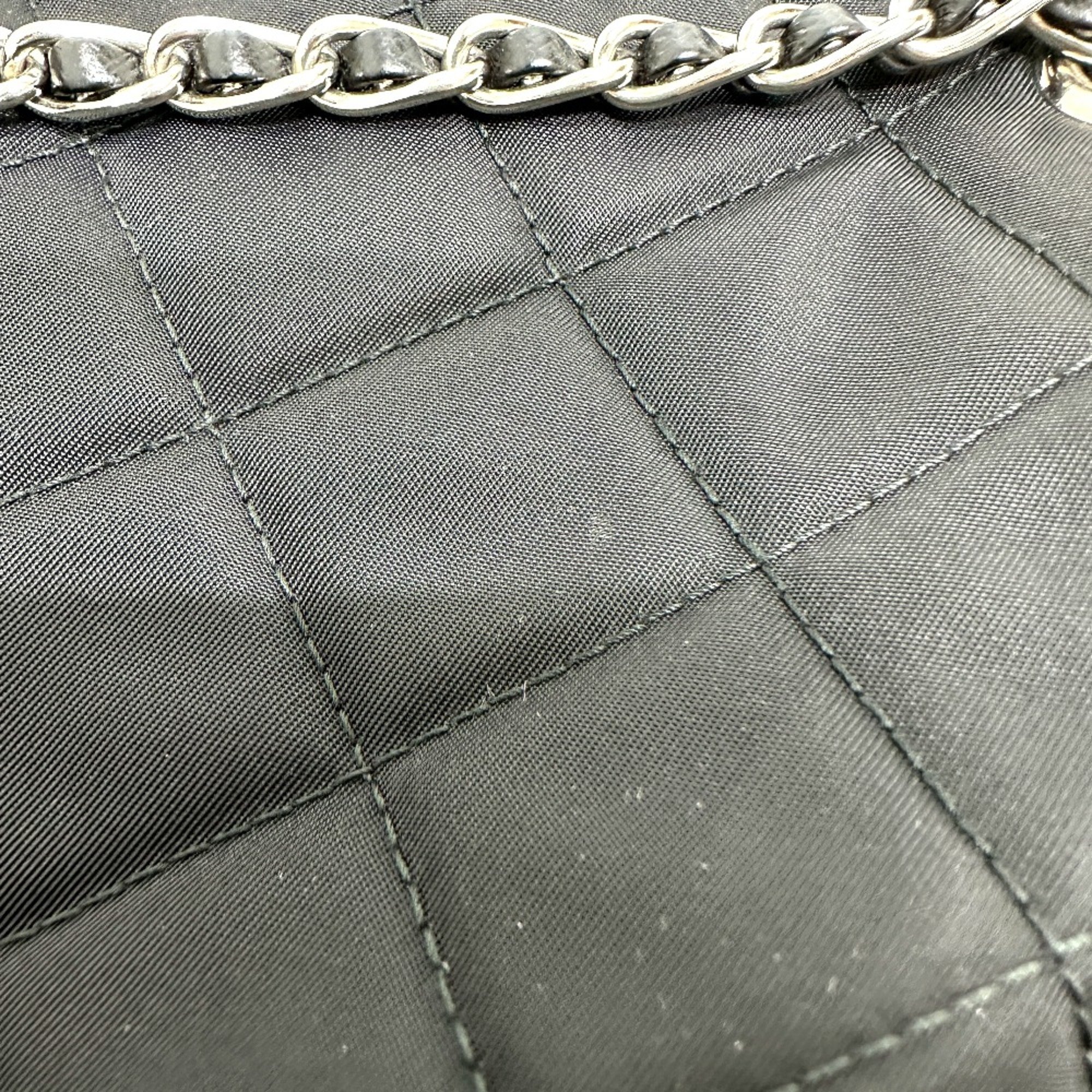 PRADA 1BH910 Triangle logo Chain Hand Bag Black