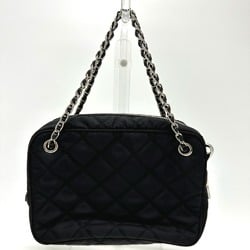 PRADA 1BH910 Triangle logo Chain Hand Bag Black