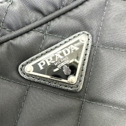 PRADA 1BH910 Triangle logo Chain Hand Bag Black