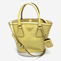 PRADA B2442B Bag 2WAY Shoulder Bag yellow Off White