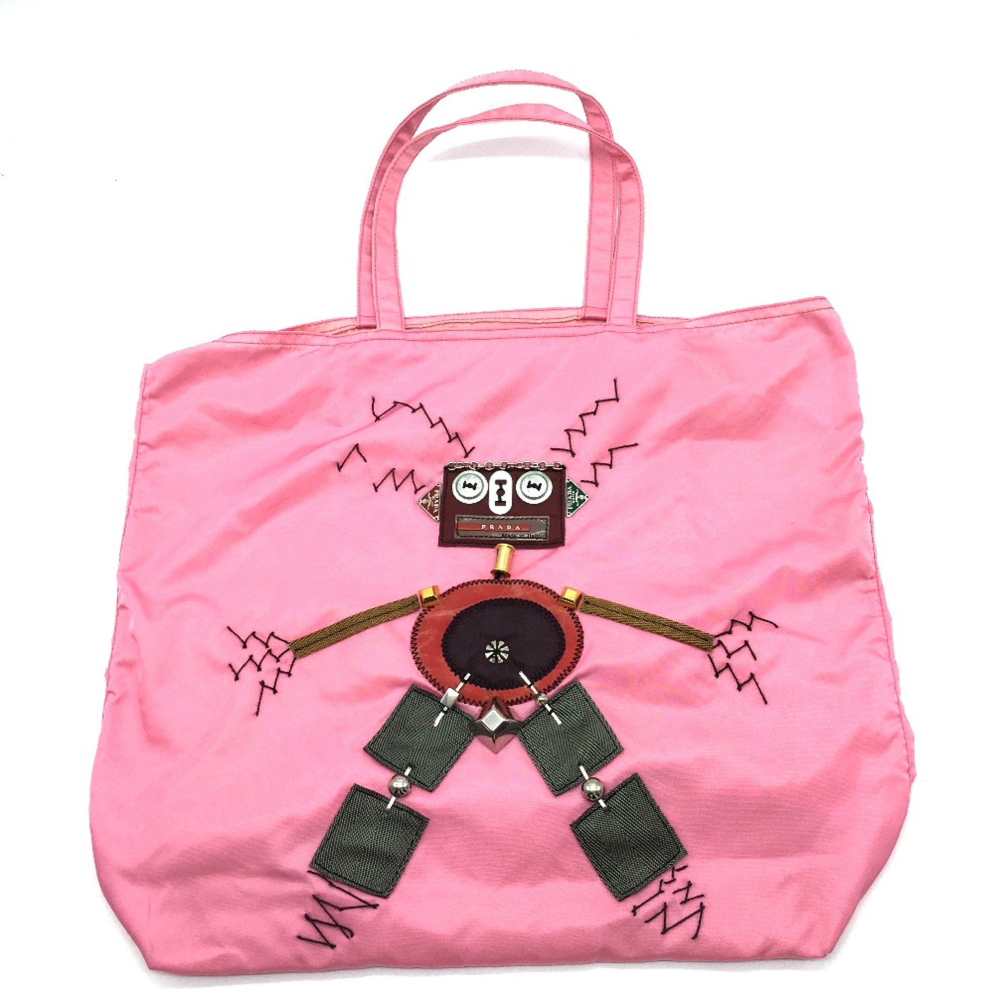 PRADA BR2897 Logo Plate Bag Hand Bag Tote Bag pink Pink Based