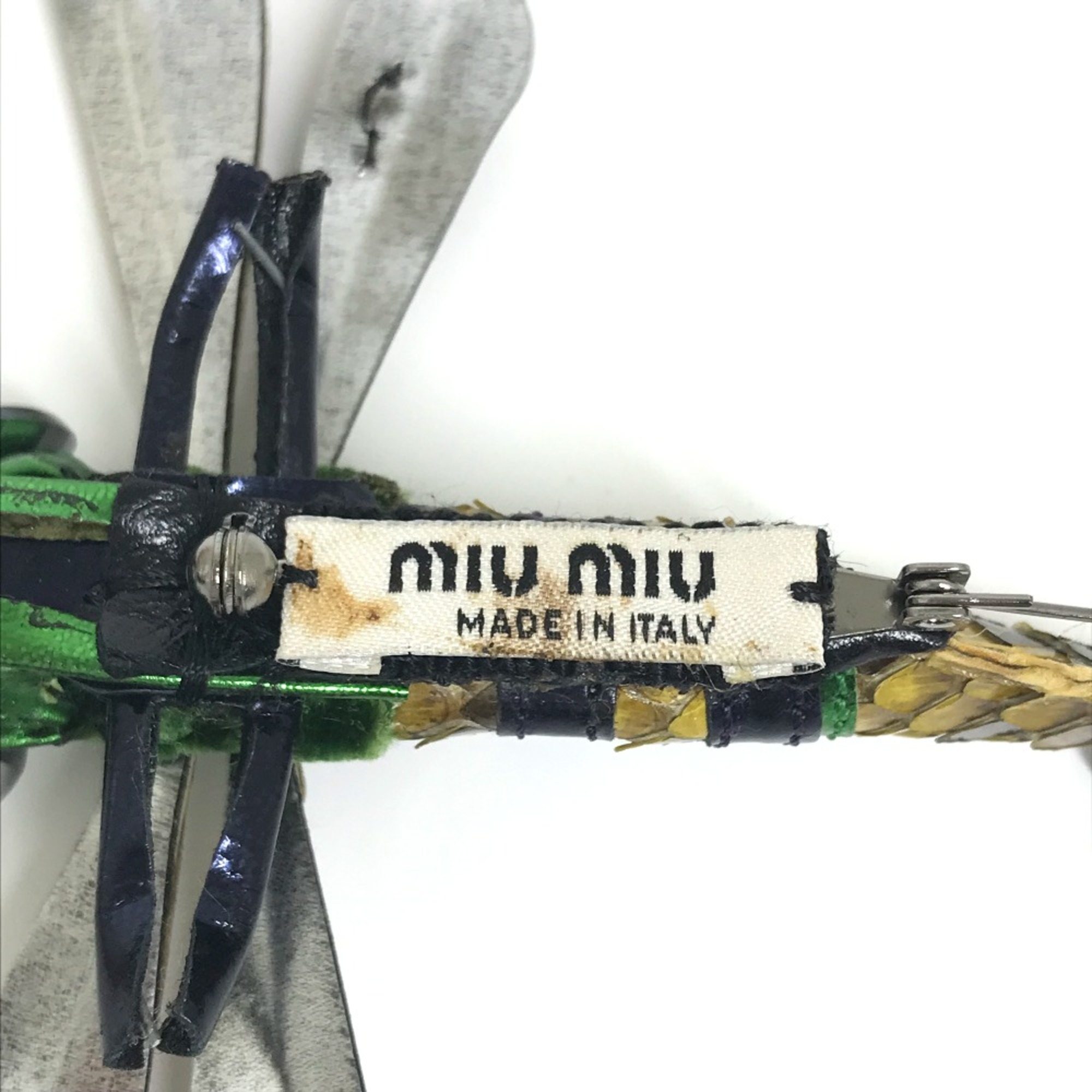 Miu Miu Dragonfly Accessories Brooch Green x pink