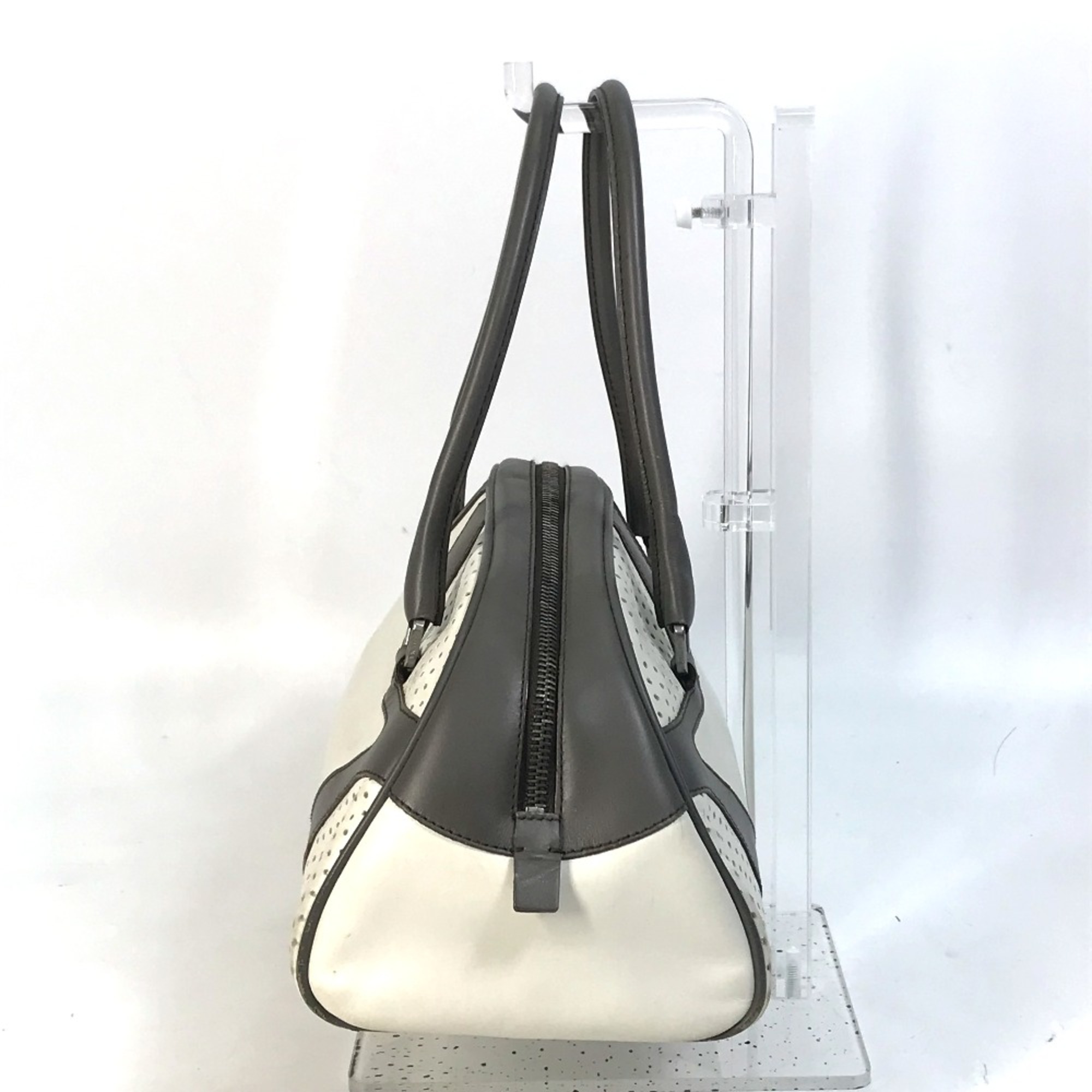 PRADA logo Hand Bag Tote Bag Gray x White