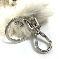 PRADA Ribbon rhinestone Bag Charm Key Holder White