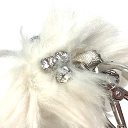 PRADA Ribbon rhinestone Bag Charm Key Holder White