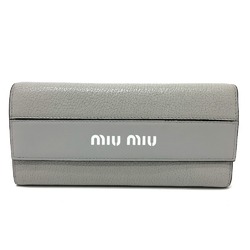 Miu Miu 5MH109 logo Bifold Long Wallet gray Black/SilverHardware