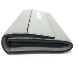 Miu Miu 5MH109 logo Bifold Long Wallet gray Black/SilverHardware