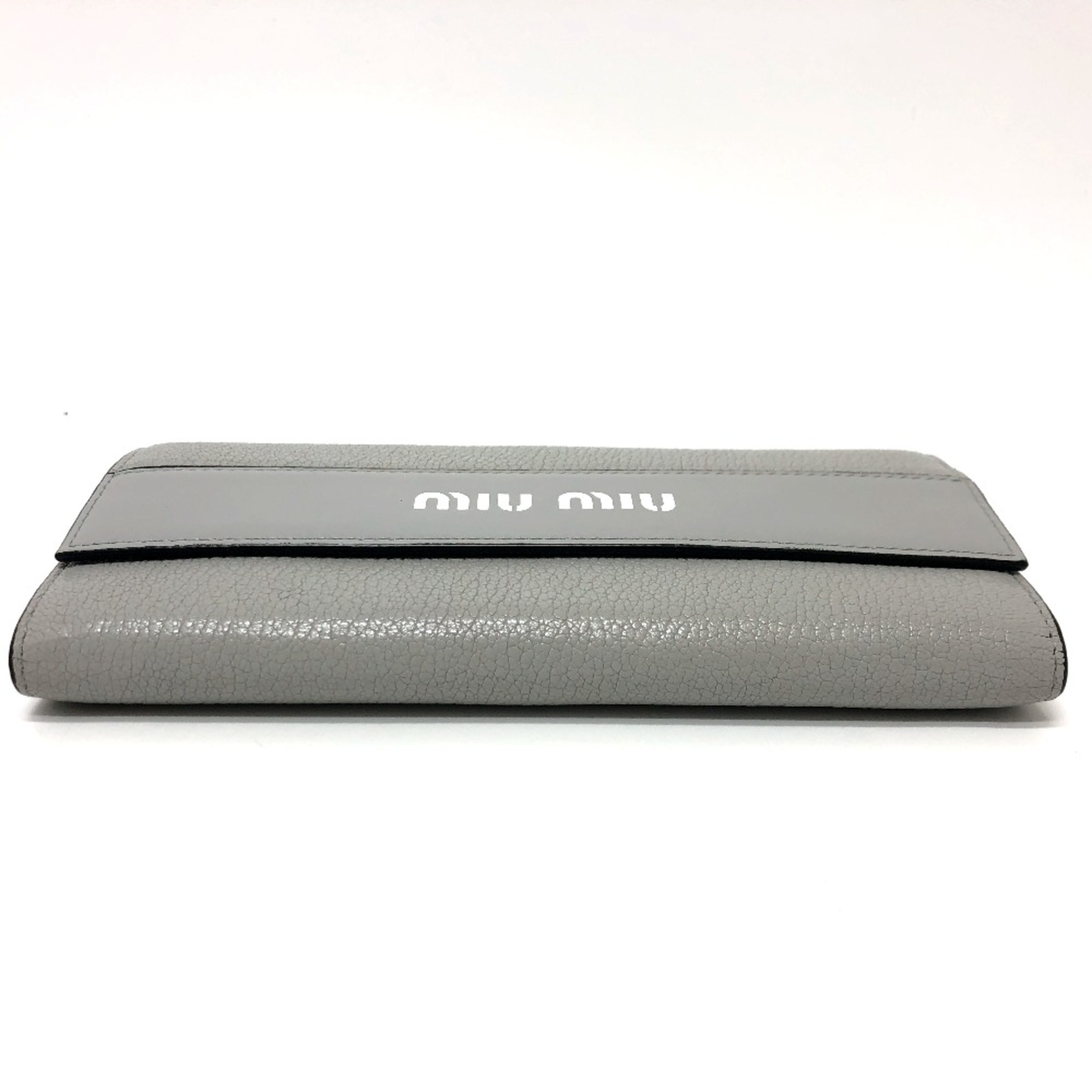 Miu Miu 5MH109 logo Bifold Long Wallet gray Black/SilverHardware