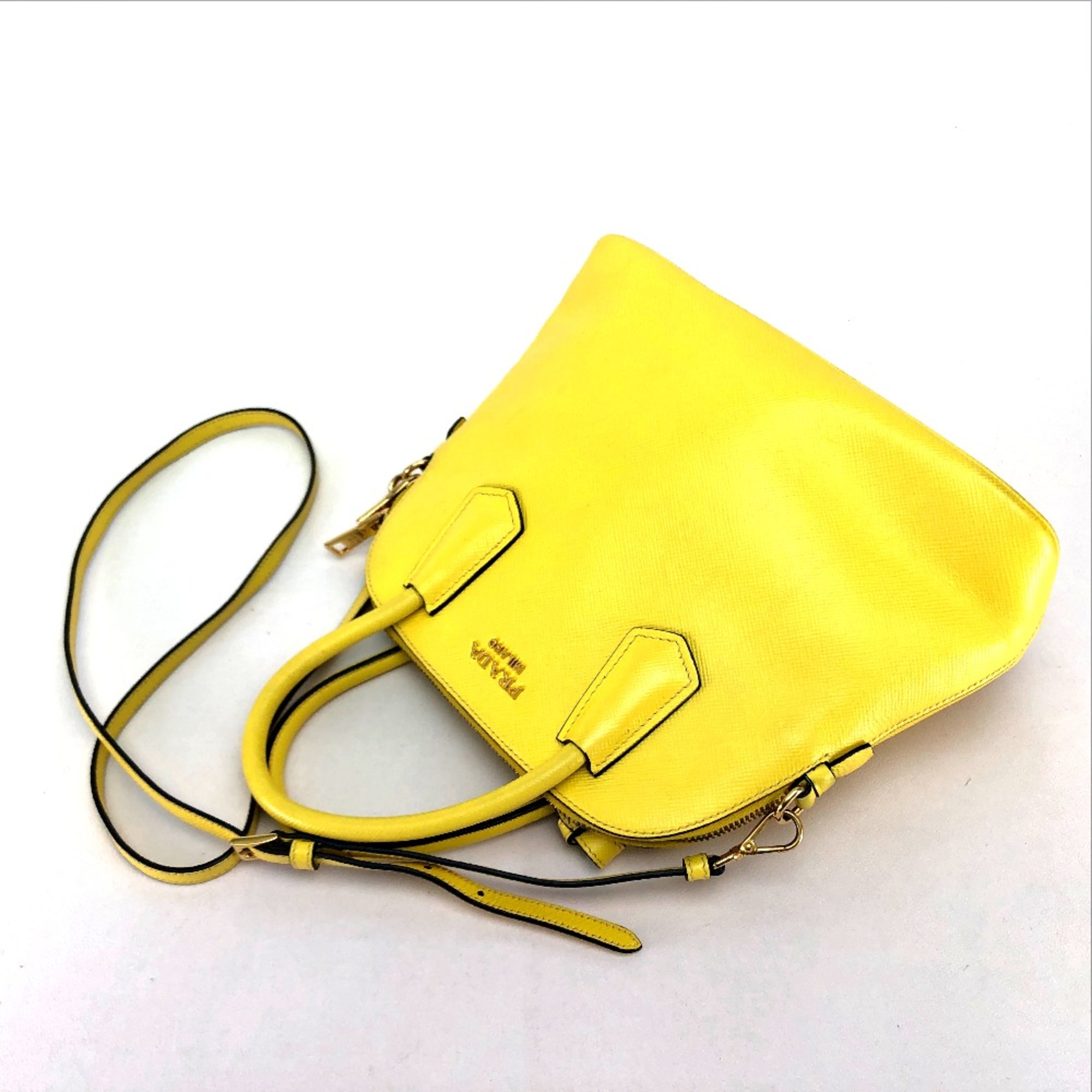 PRADA BL0902 2WAY Shoulder Bag Hand Bag yellow