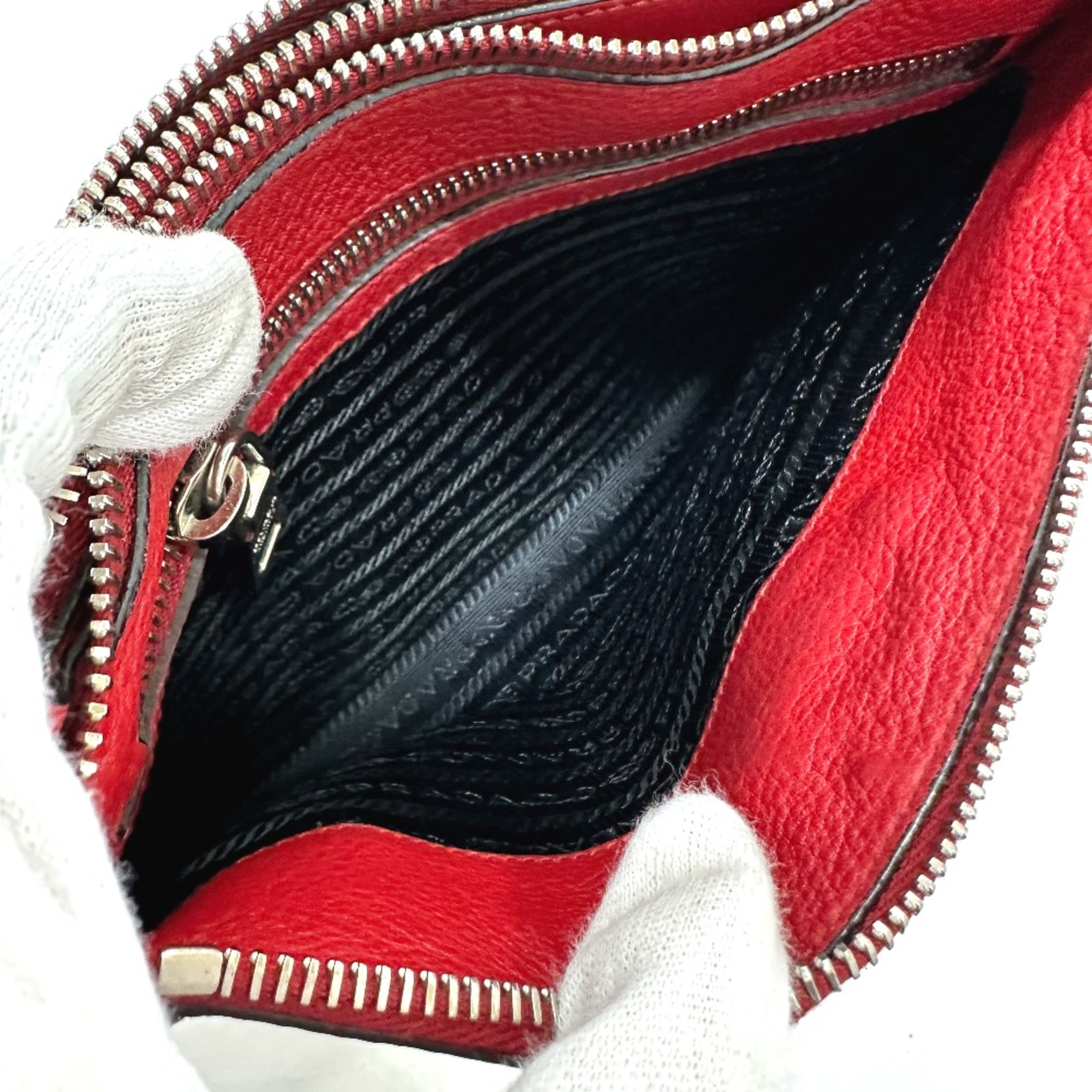 PRADA 1BH046 logo Crossbody Shoulder Bag Red