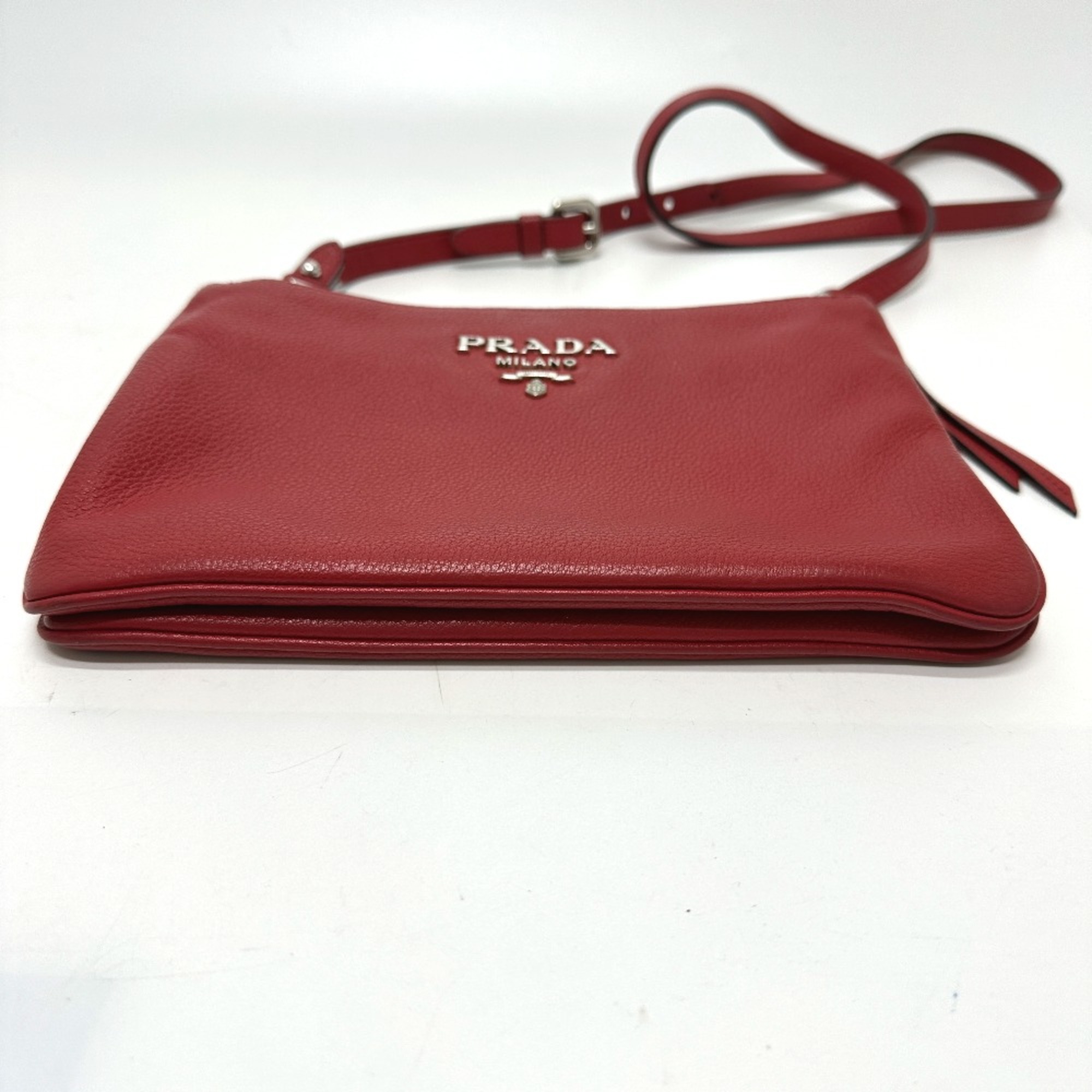 PRADA 1BH046 logo Crossbody Shoulder Bag Red