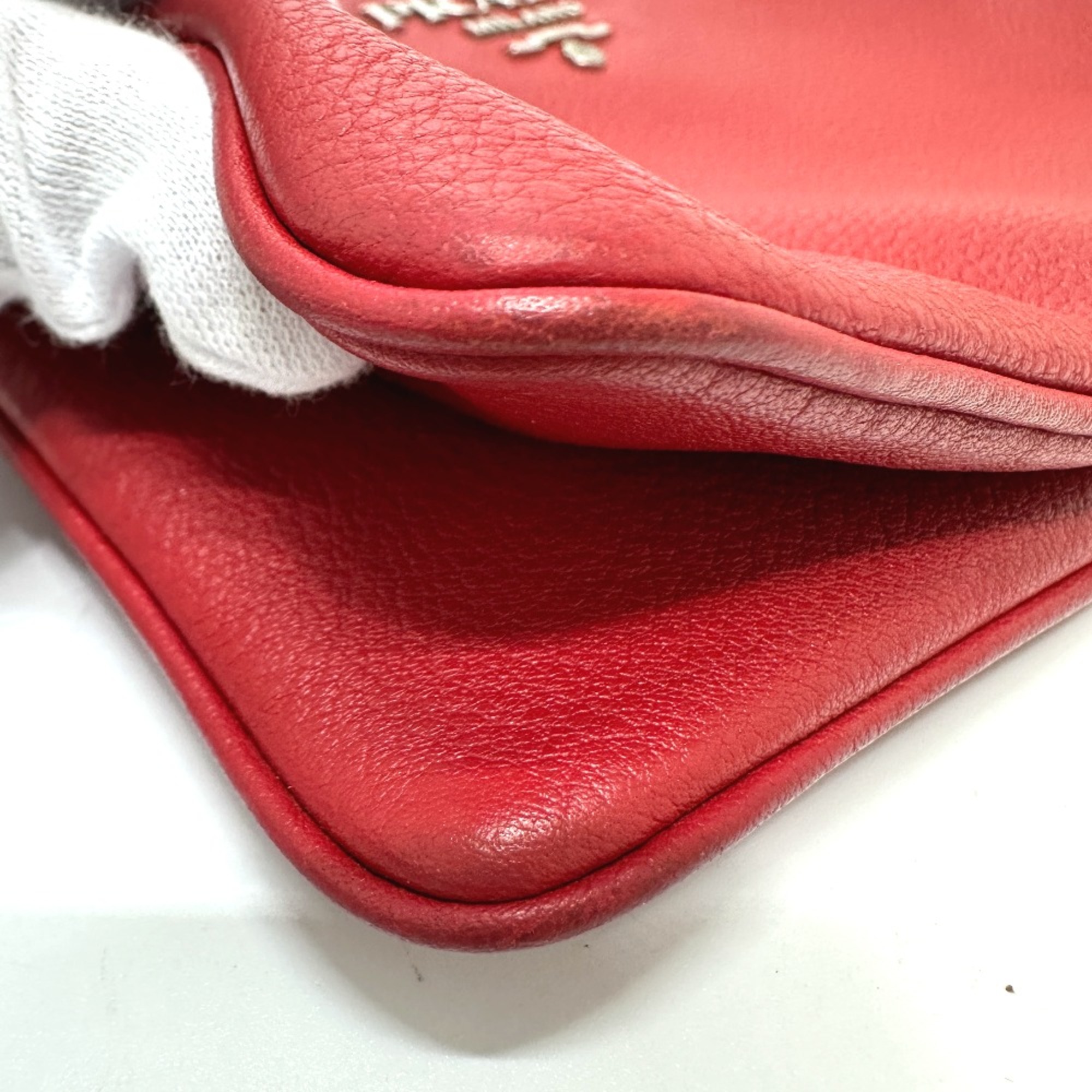 PRADA 1BH046 logo Crossbody Shoulder Bag Red