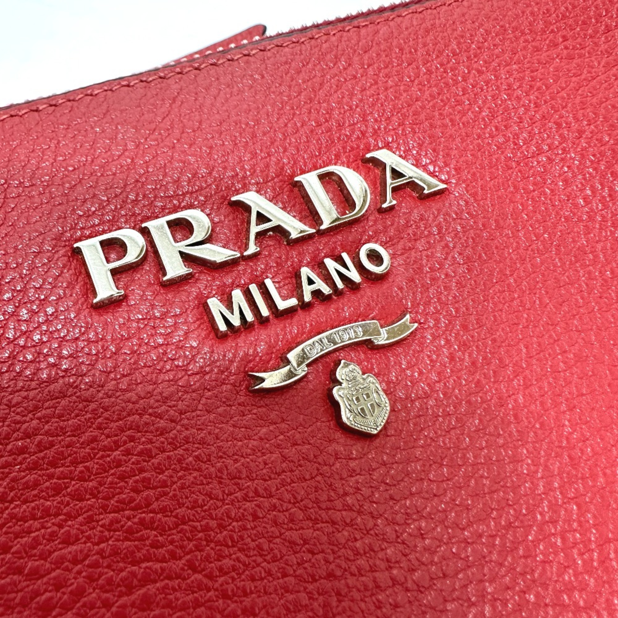 PRADA 1BH046 logo Crossbody Shoulder Bag Red