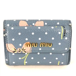 Miu Miu Logo flower Trifold Wallet Polka Dots Trifold wallet blue White