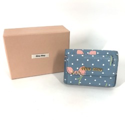 Miu Miu Logo flower Trifold Wallet Polka Dots Trifold wallet blue White