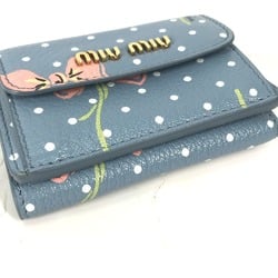 Miu Miu Logo flower Trifold Wallet Polka Dots Trifold wallet blue White