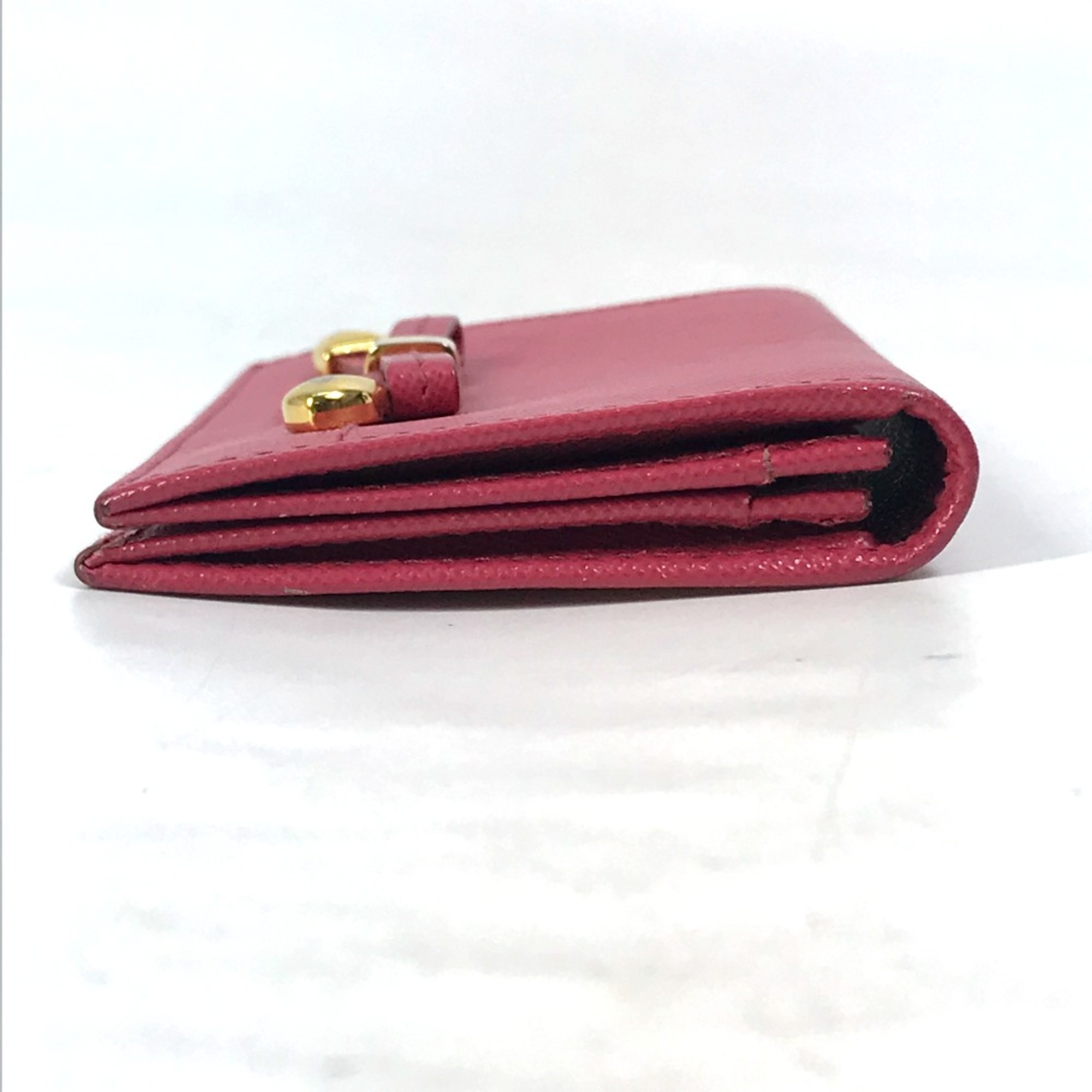 PRADA logo name card holder Card Case pink