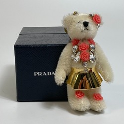 PRADA Bear Bag Bag Charm Key Holder Ivory GoldHardware