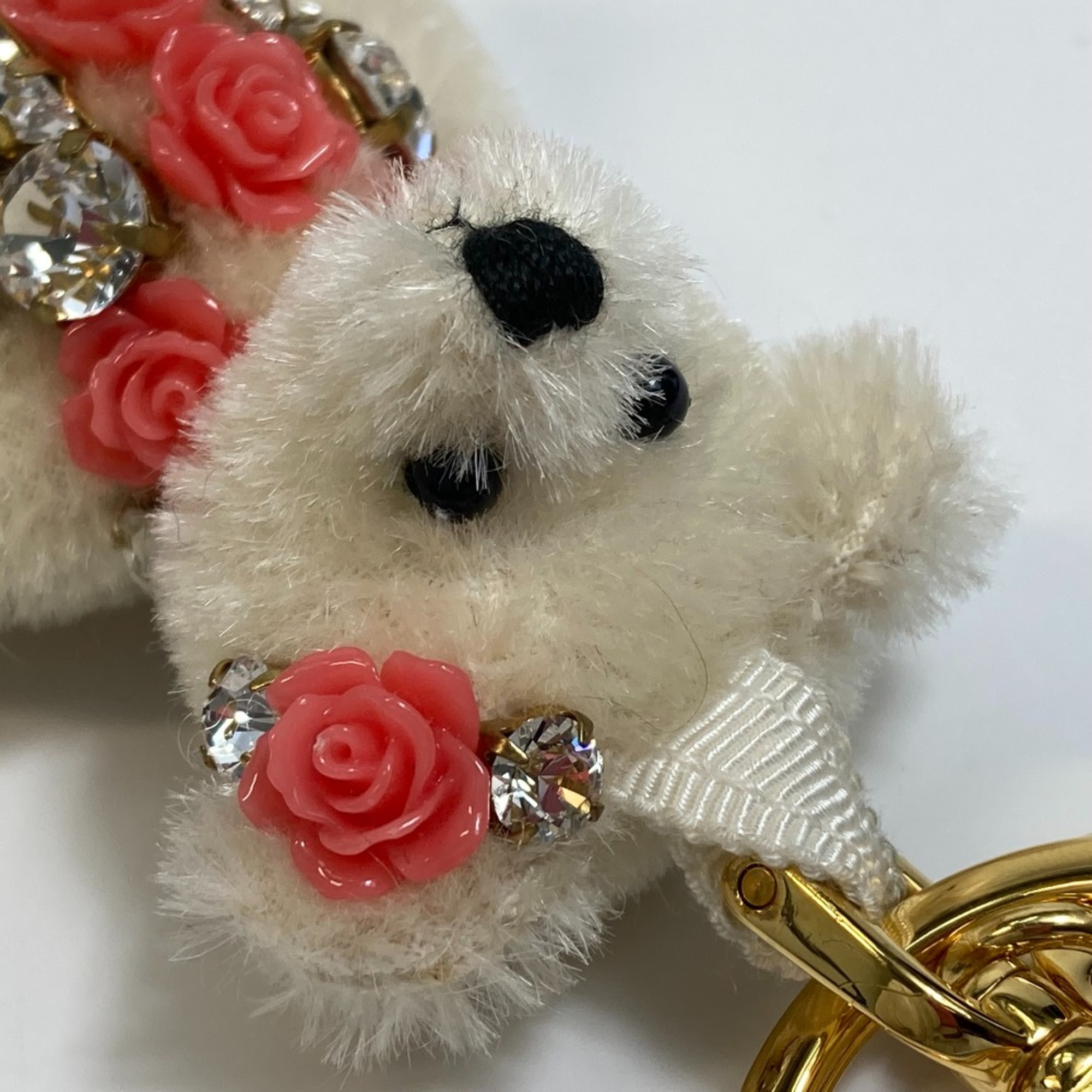 PRADA Bear Bag Bag Charm Key Holder Ivory GoldHardware