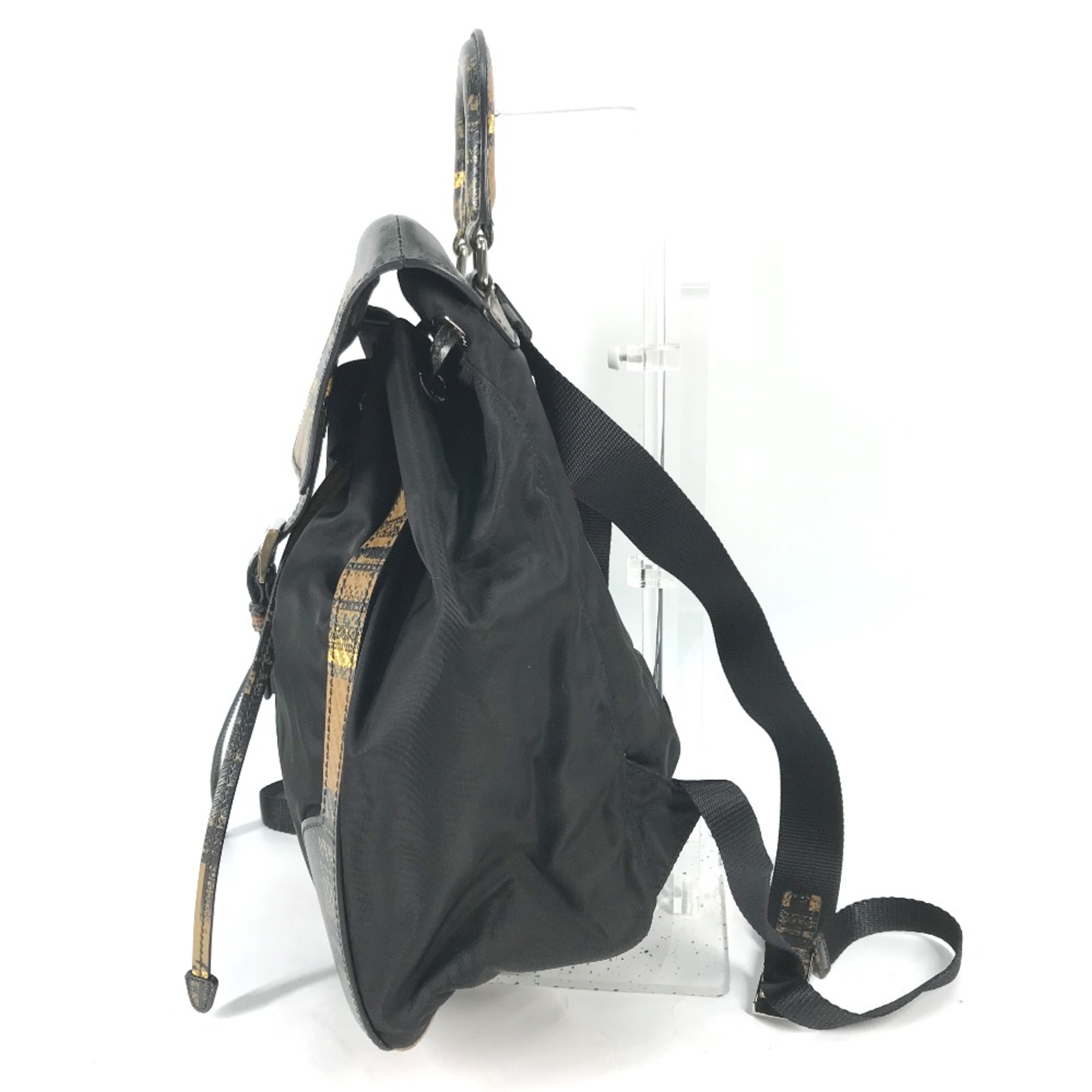 PRADA 1BZ038 triangle logo triangle logo plate backpack bag drawstring bag Backpack Black BeigeBased