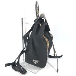 PRADA 1BZ038 triangle logo triangle logo plate backpack bag drawstring bag Backpack Black BeigeBased