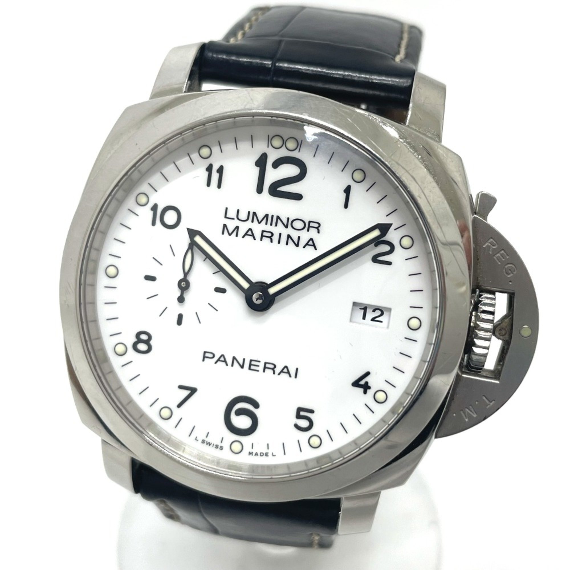 Panerai PAM00499 Automatic date Wristwatch Silver Black belt