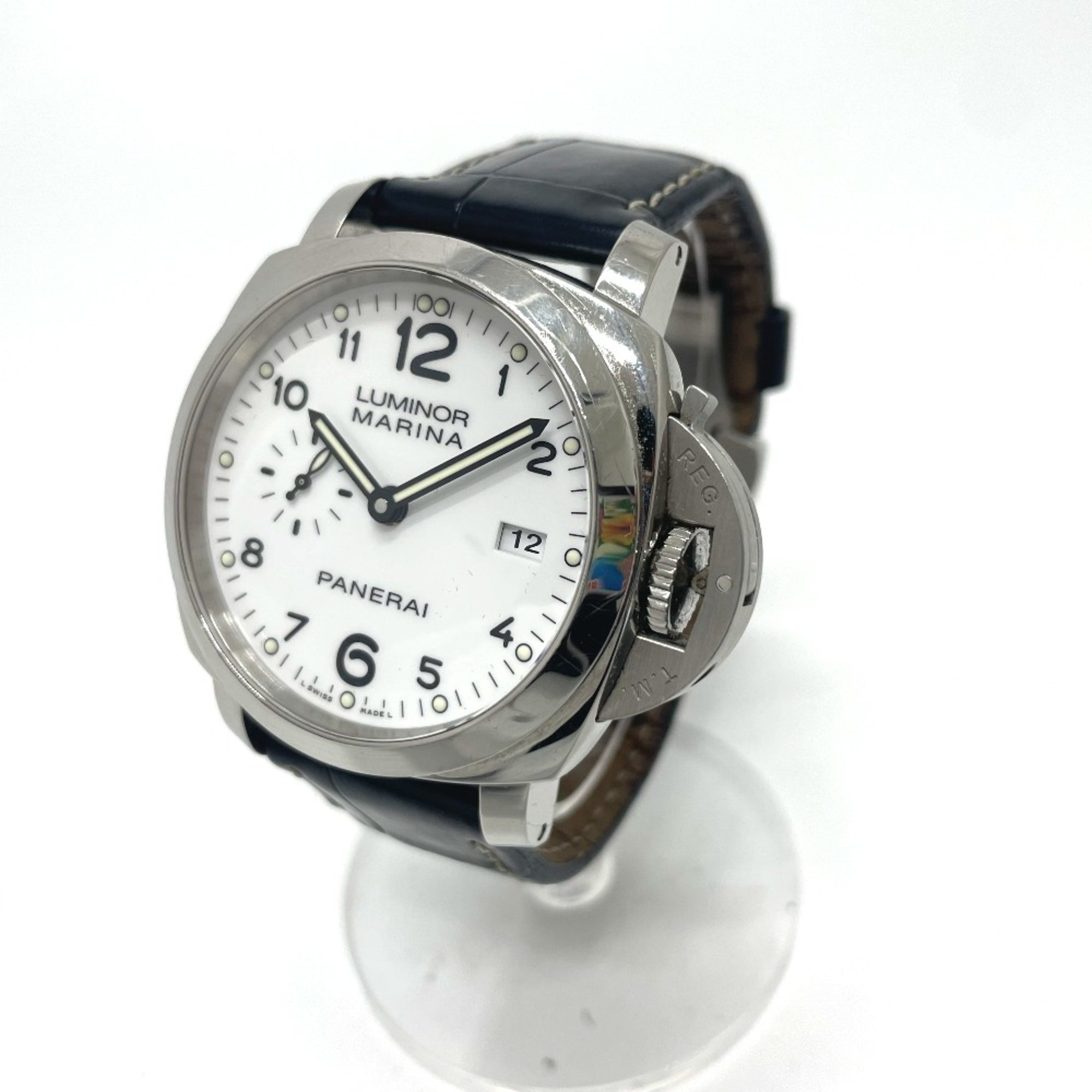 Panerai PAM00499 Automatic date Wristwatch Silver Black belt