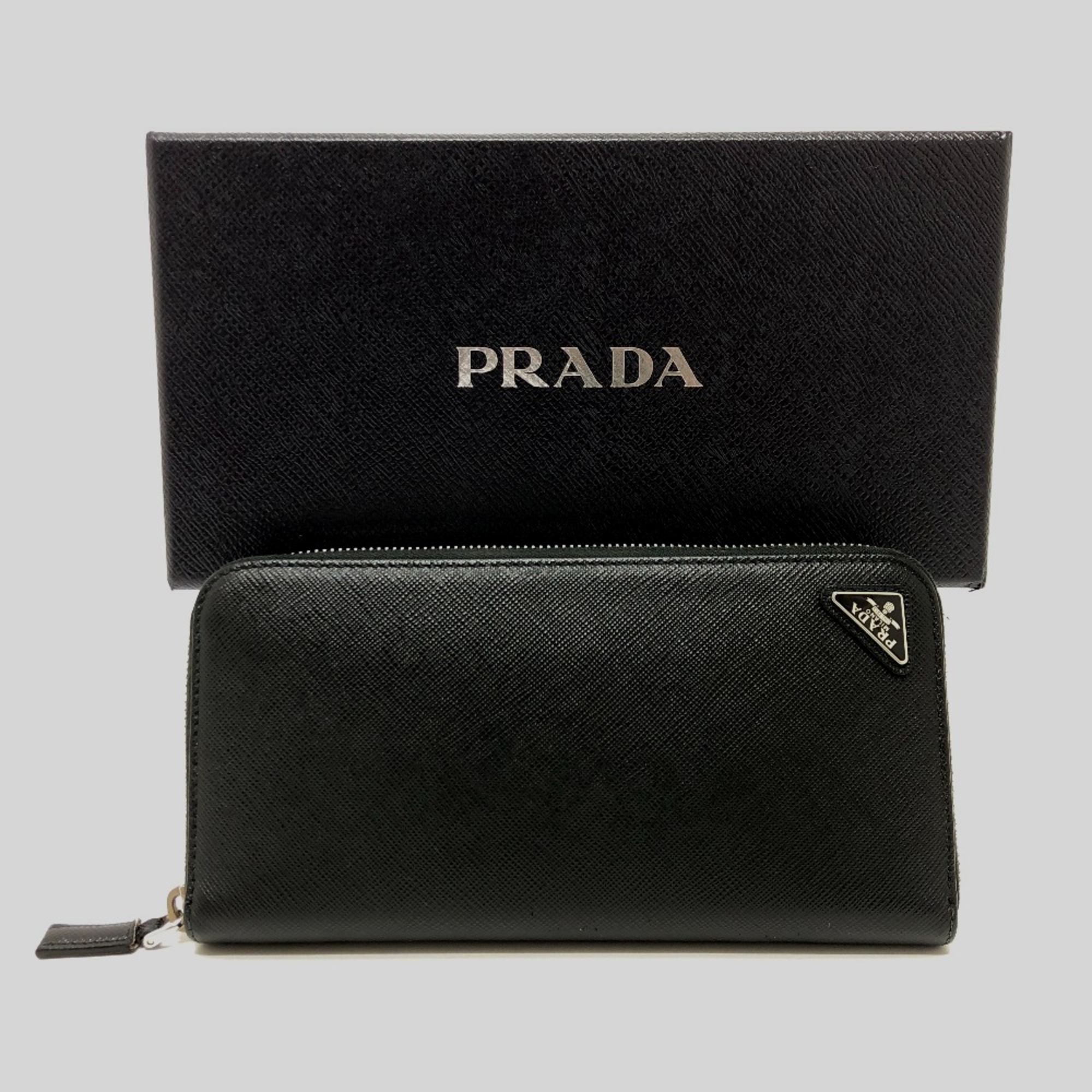 PRADA 2ML506 Triangle logo Long wallet Long Wallet Black SilverHardware