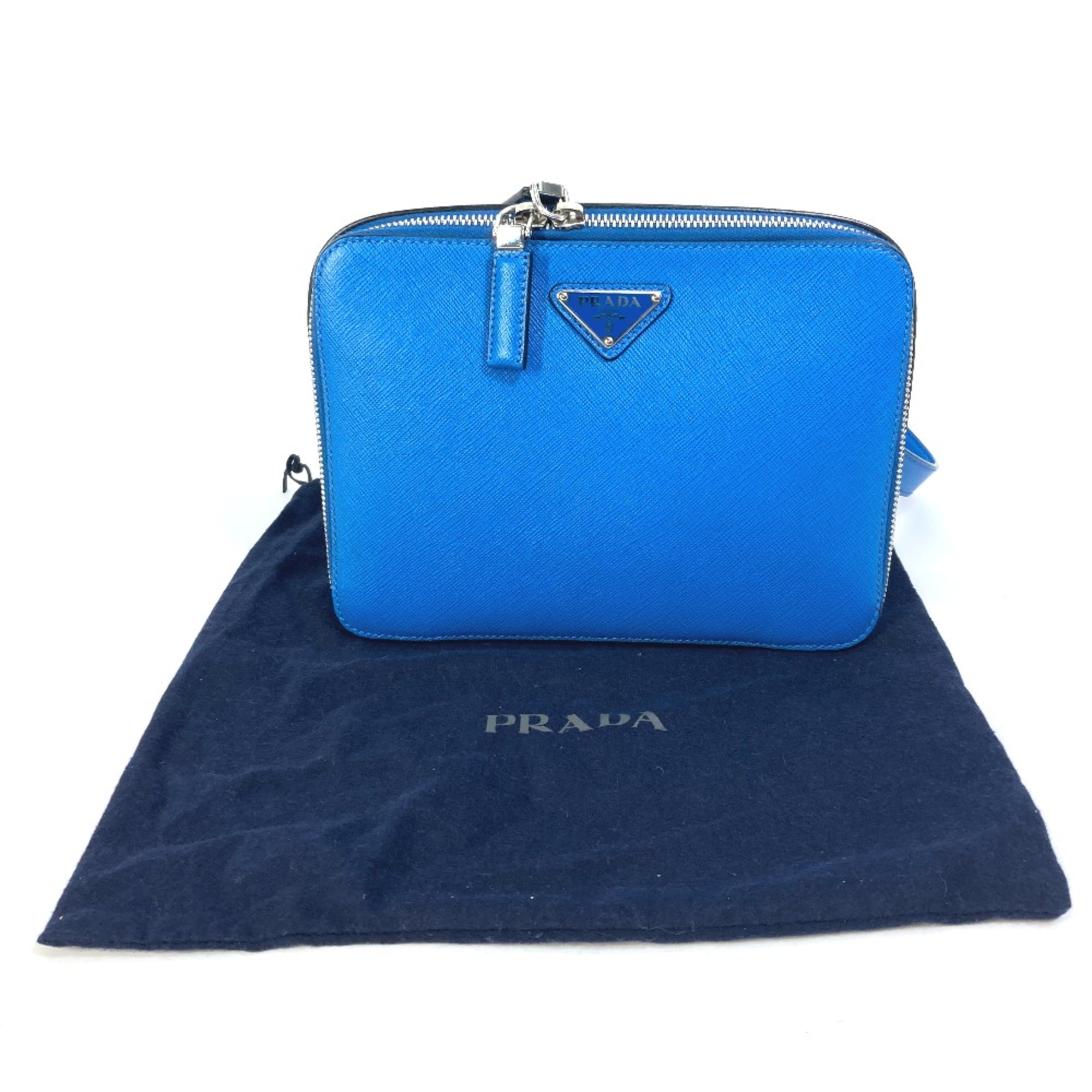 PRADA triangle logo triangle logo plate Bag Backpack blue