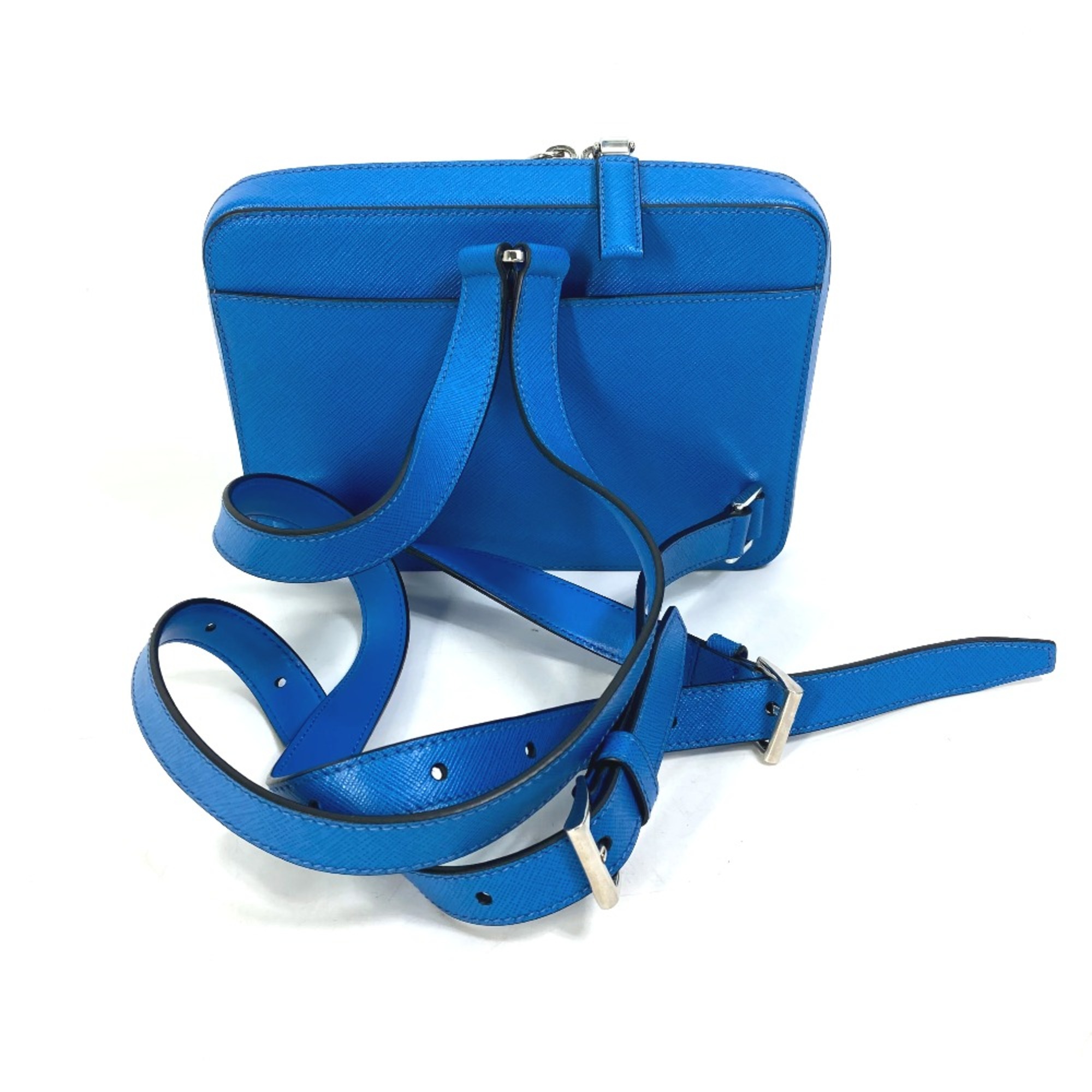 PRADA triangle logo triangle logo plate Bag Backpack blue