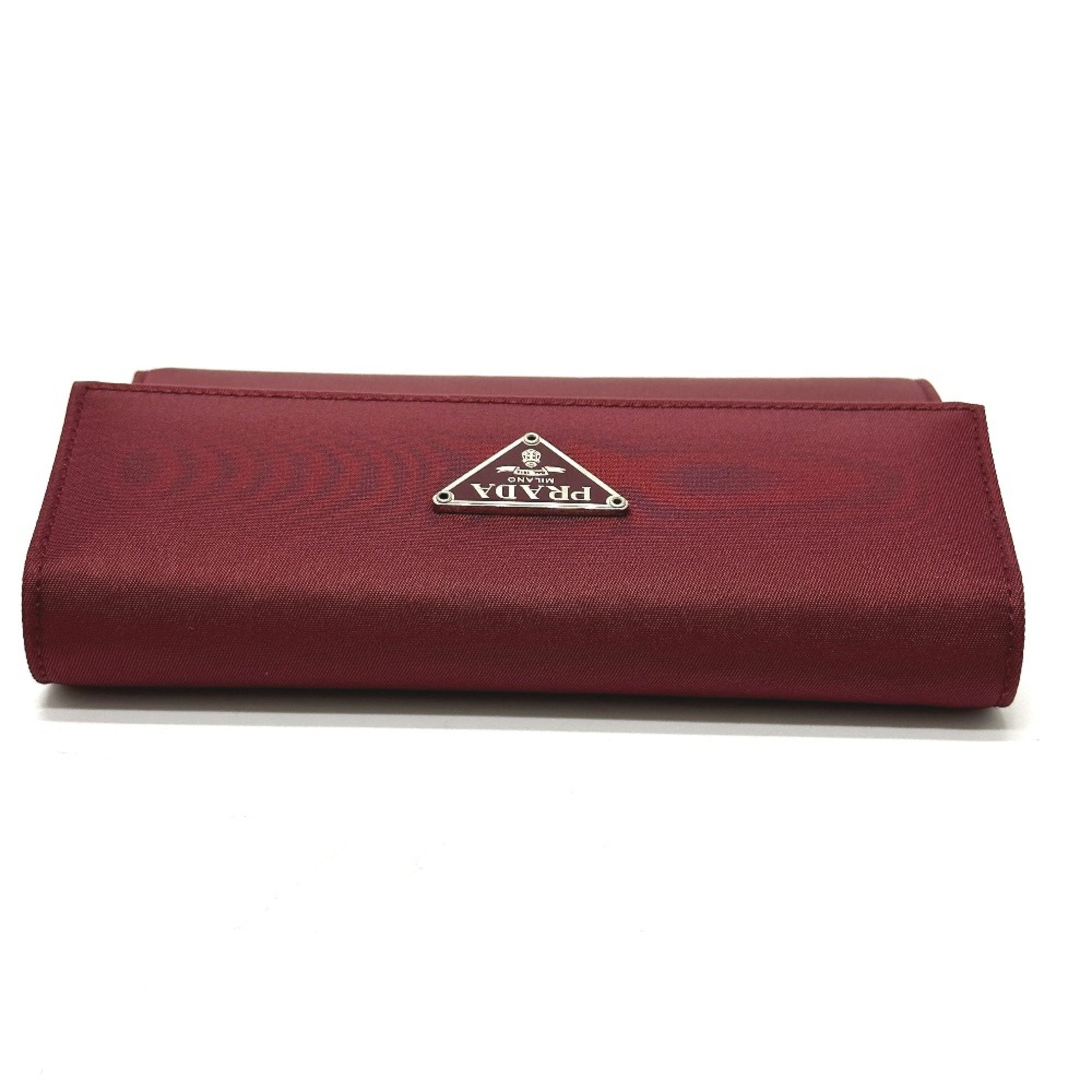 PRADA Compact wallet Trifold wallet wine-red