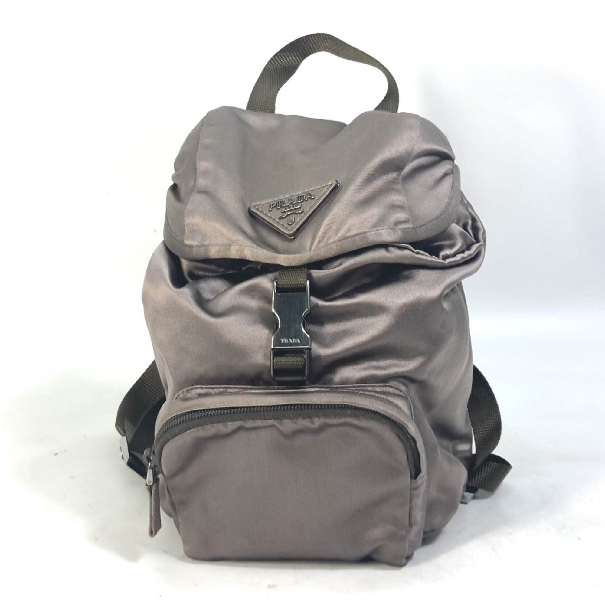 PRADA Logo Plate backpack bag Backpack BrownBased