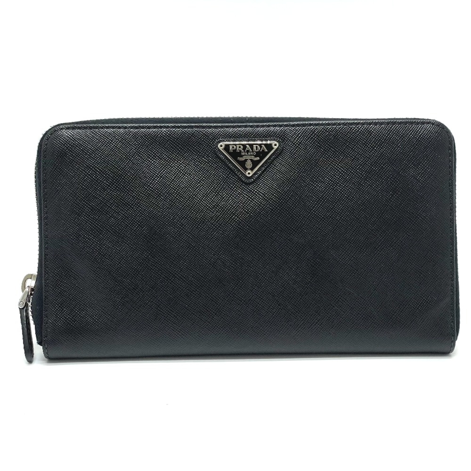 PRADA 1M1188 Triangular logo Long wallet Long Wallet Black