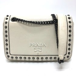 PRADA 1BD147 Logo studs Bag 2WAY Shoulder Bag White