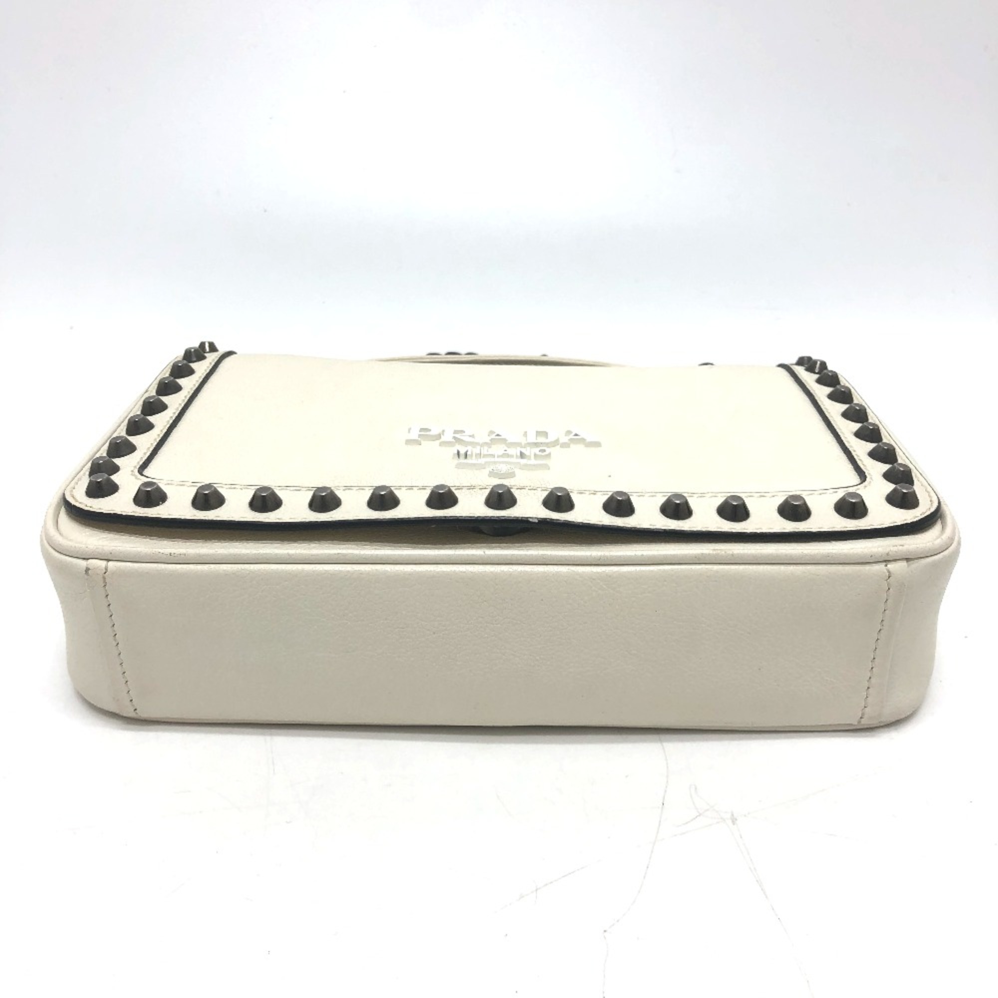 PRADA 1BD147 Logo studs Bag 2WAY Shoulder Bag White