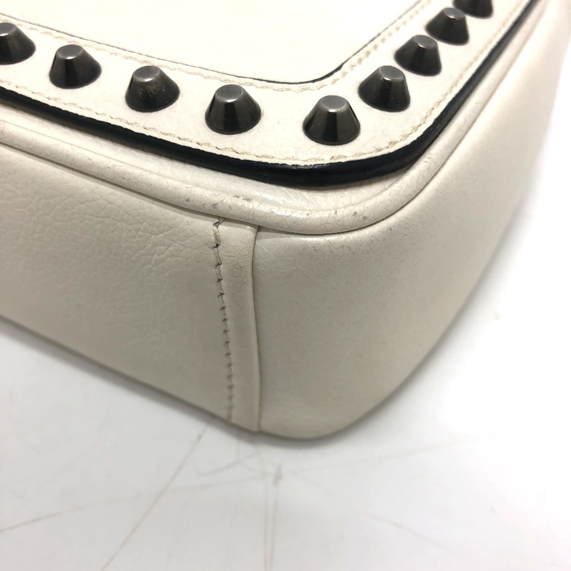 PRADA 1BD147 Logo studs Bag 2WAY Shoulder Bag White