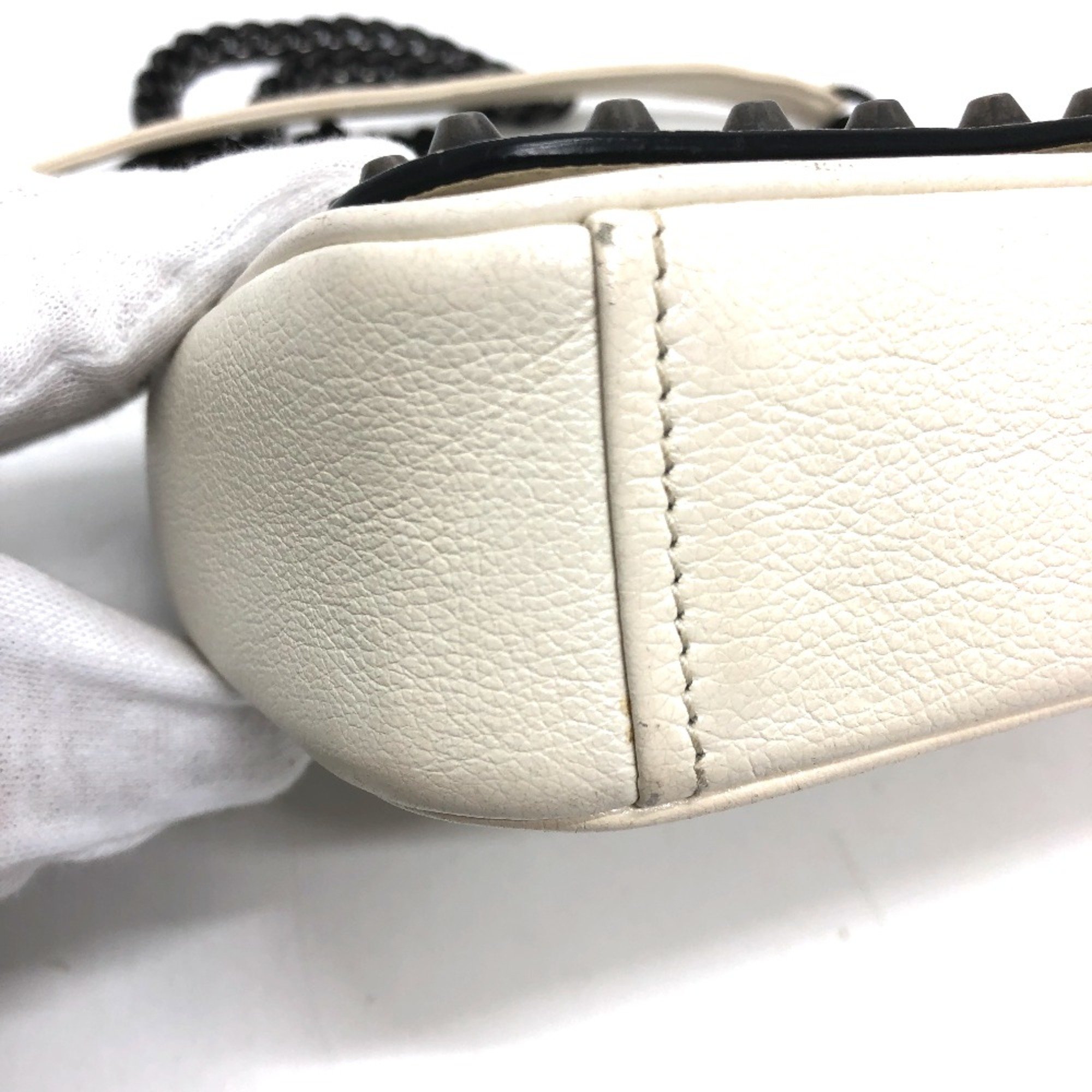 PRADA 1BD147 Logo studs Bag 2WAY Shoulder Bag White