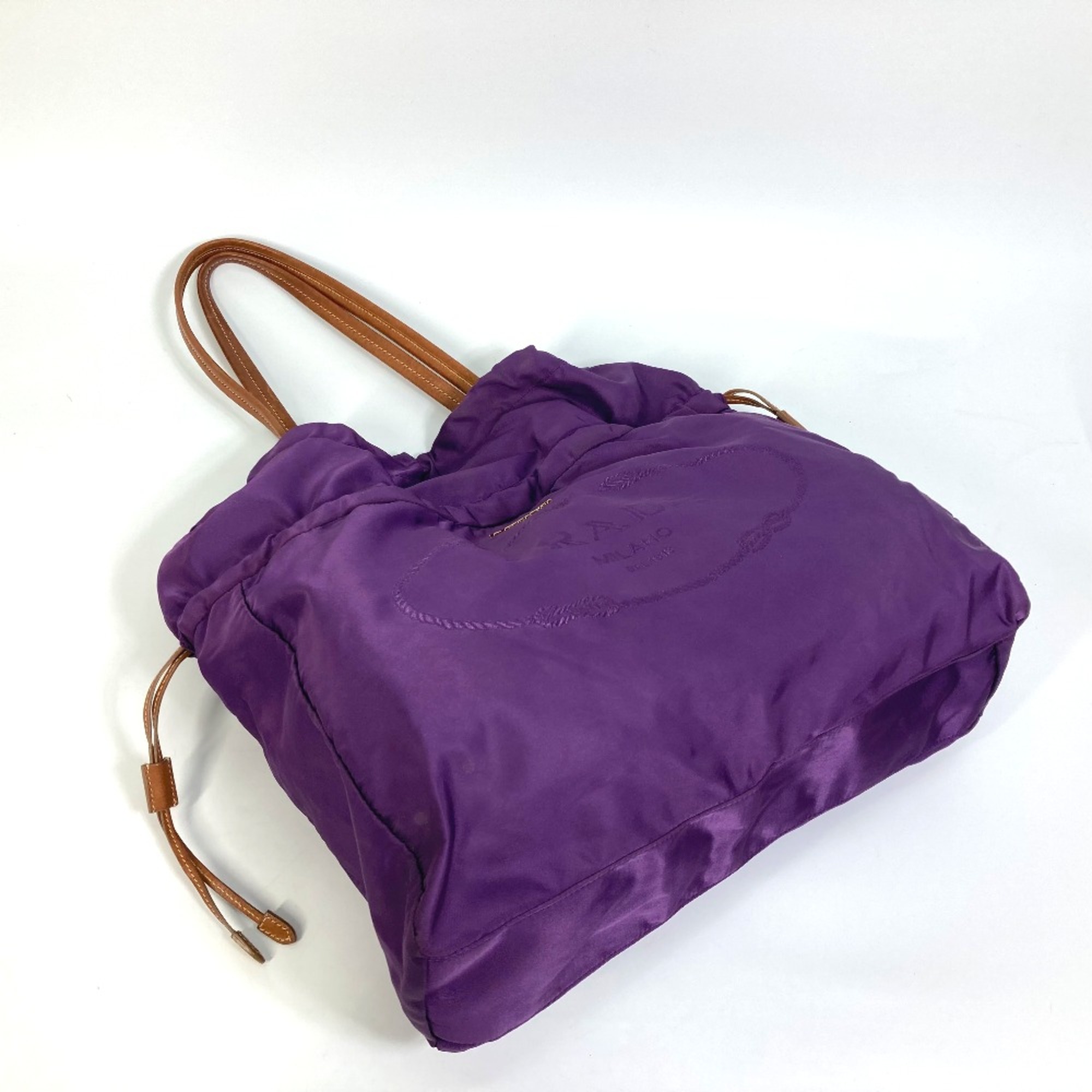 PRADA BN1757 logo bag drawstring Tote Bag purple