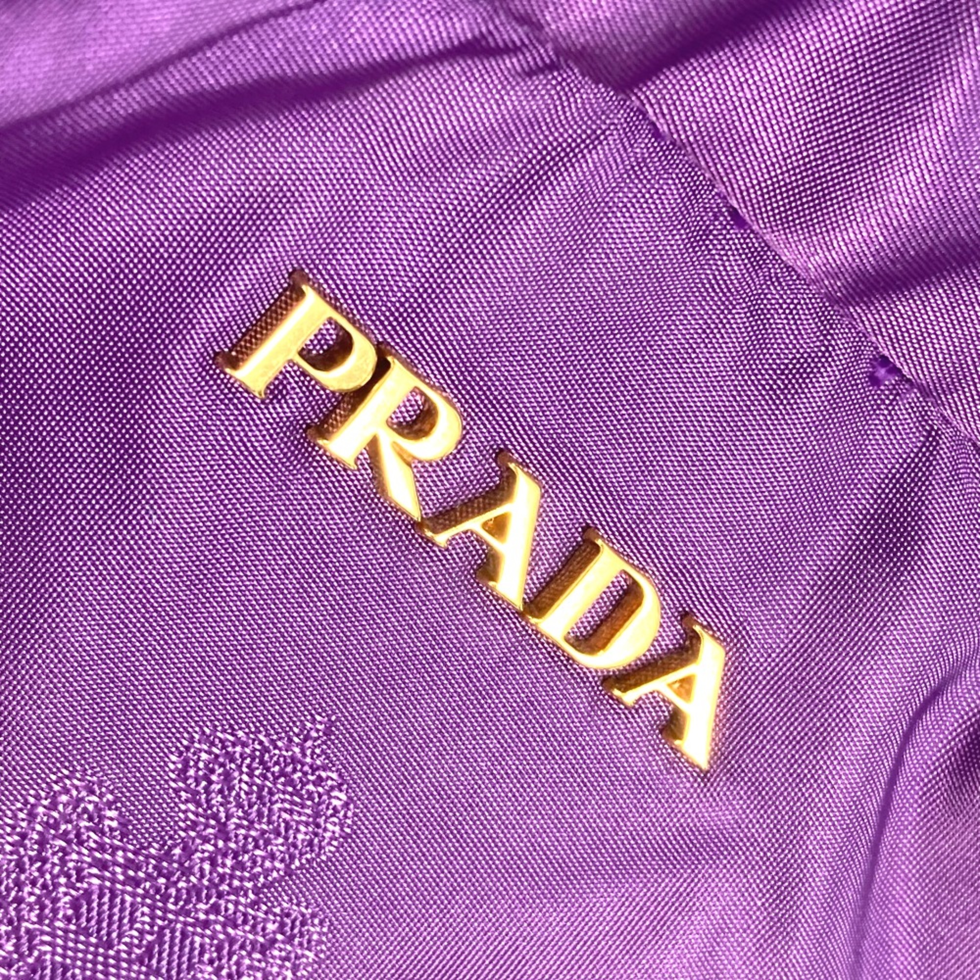 PRADA BN1757 logo bag drawstring Tote Bag purple