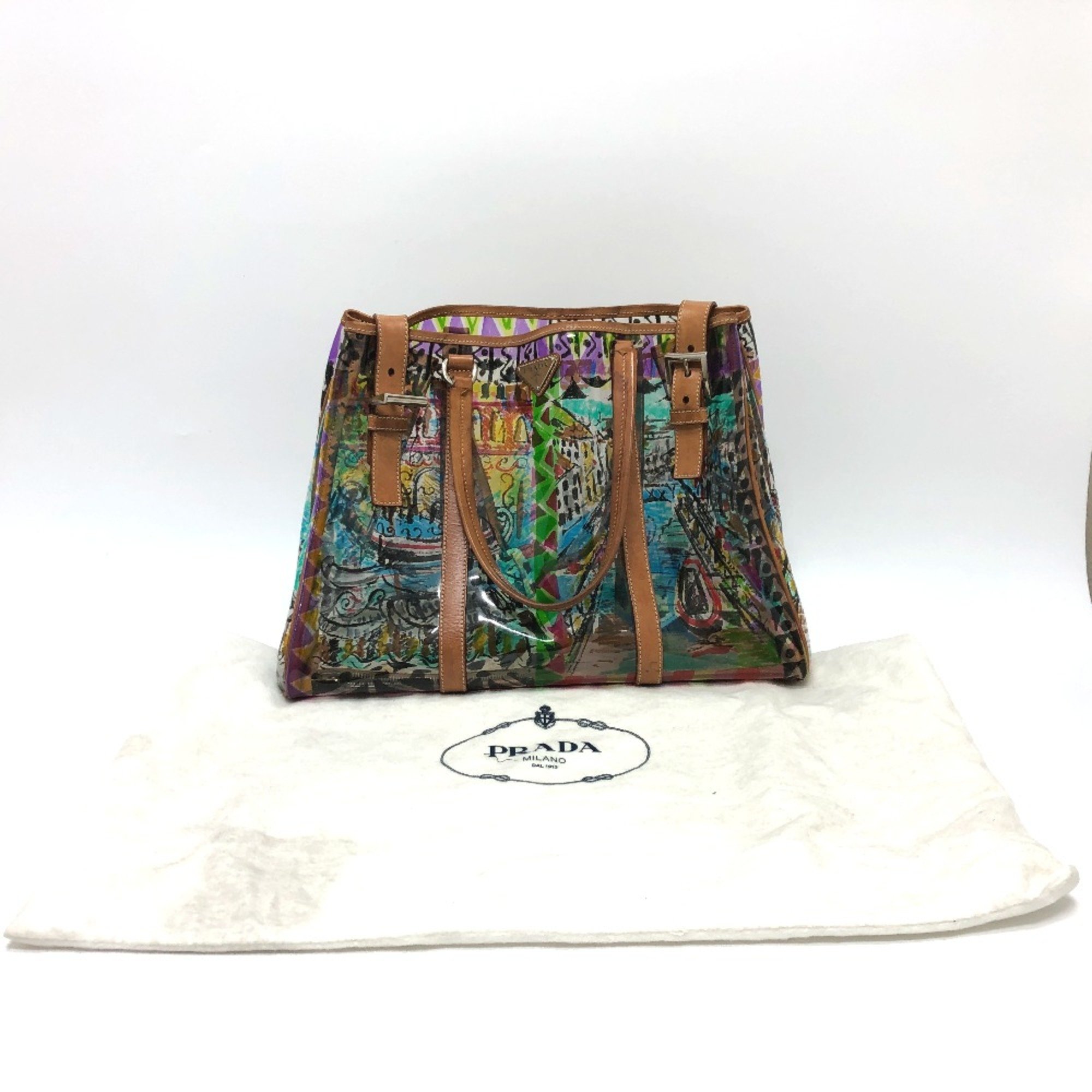 PRADA BR2515 Venetian print Tote Bag Multicolore SilverHardware