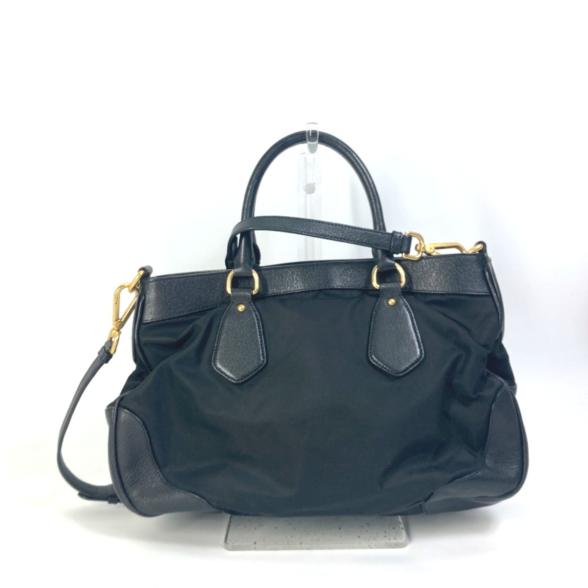 PRADA Hand Bag Shoulder Bag Bag 2WAY Tote Bag Black Gold