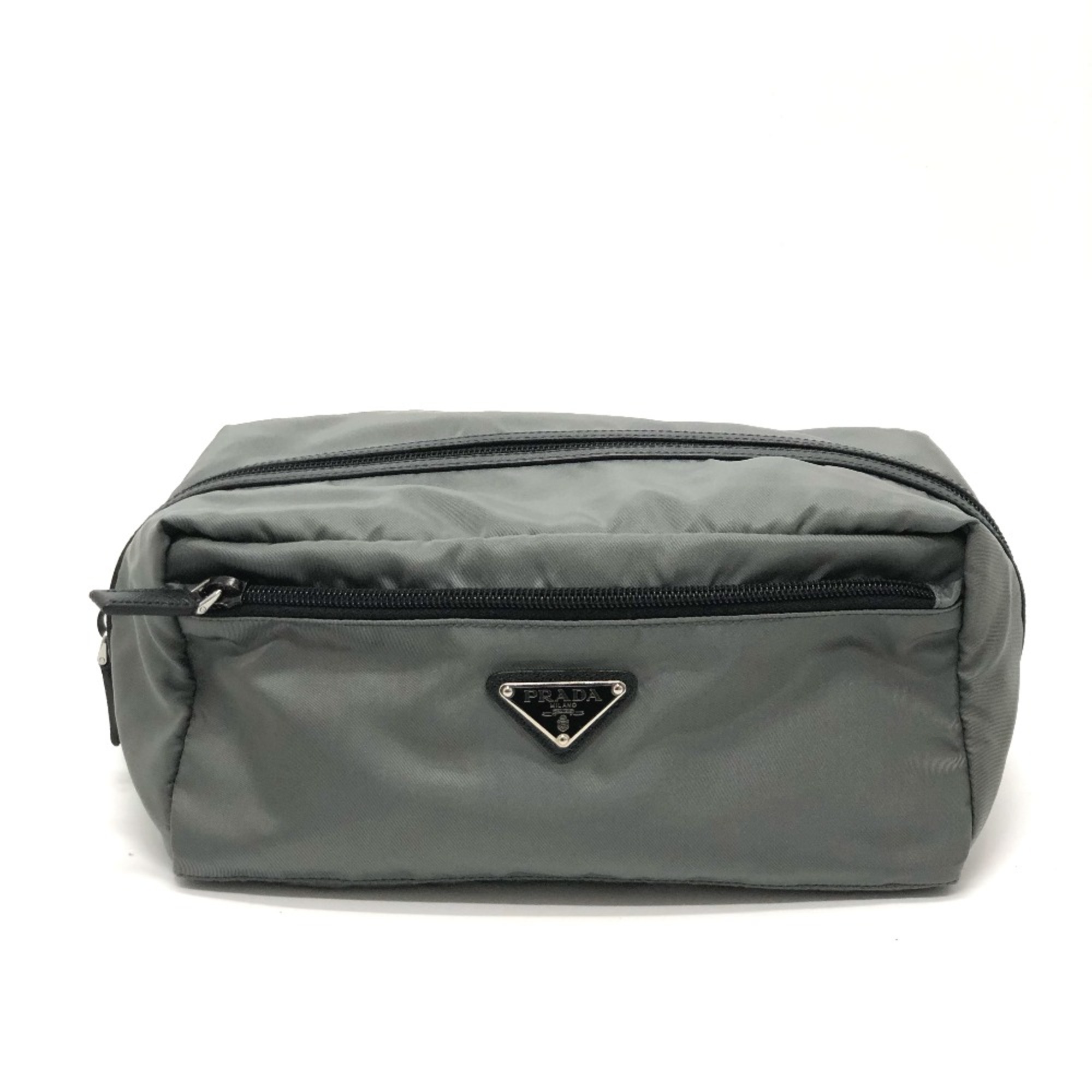 PRADA 2NA029 Triangle logo Pouch gray