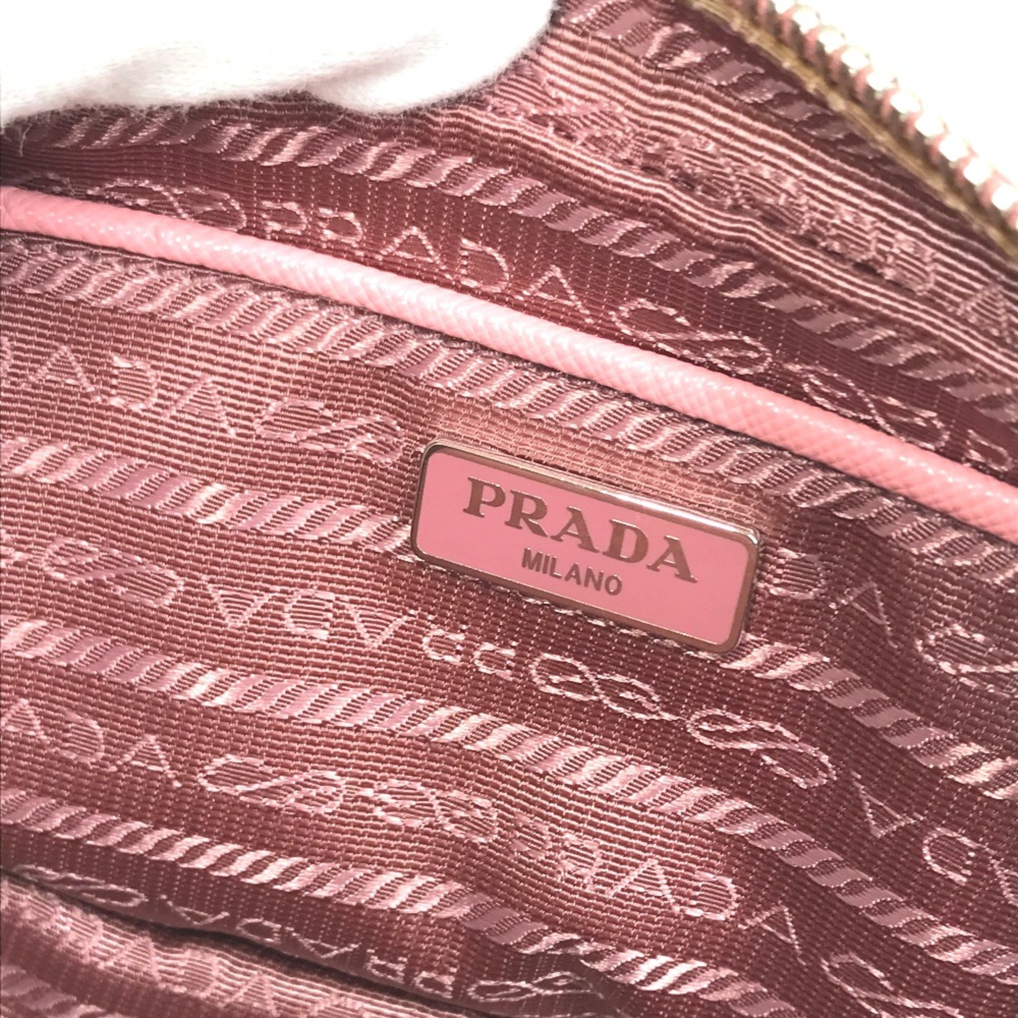 PRADA 1NF674 logo Bag Cluch Bag Shoulder Bag PETALO 1 pink