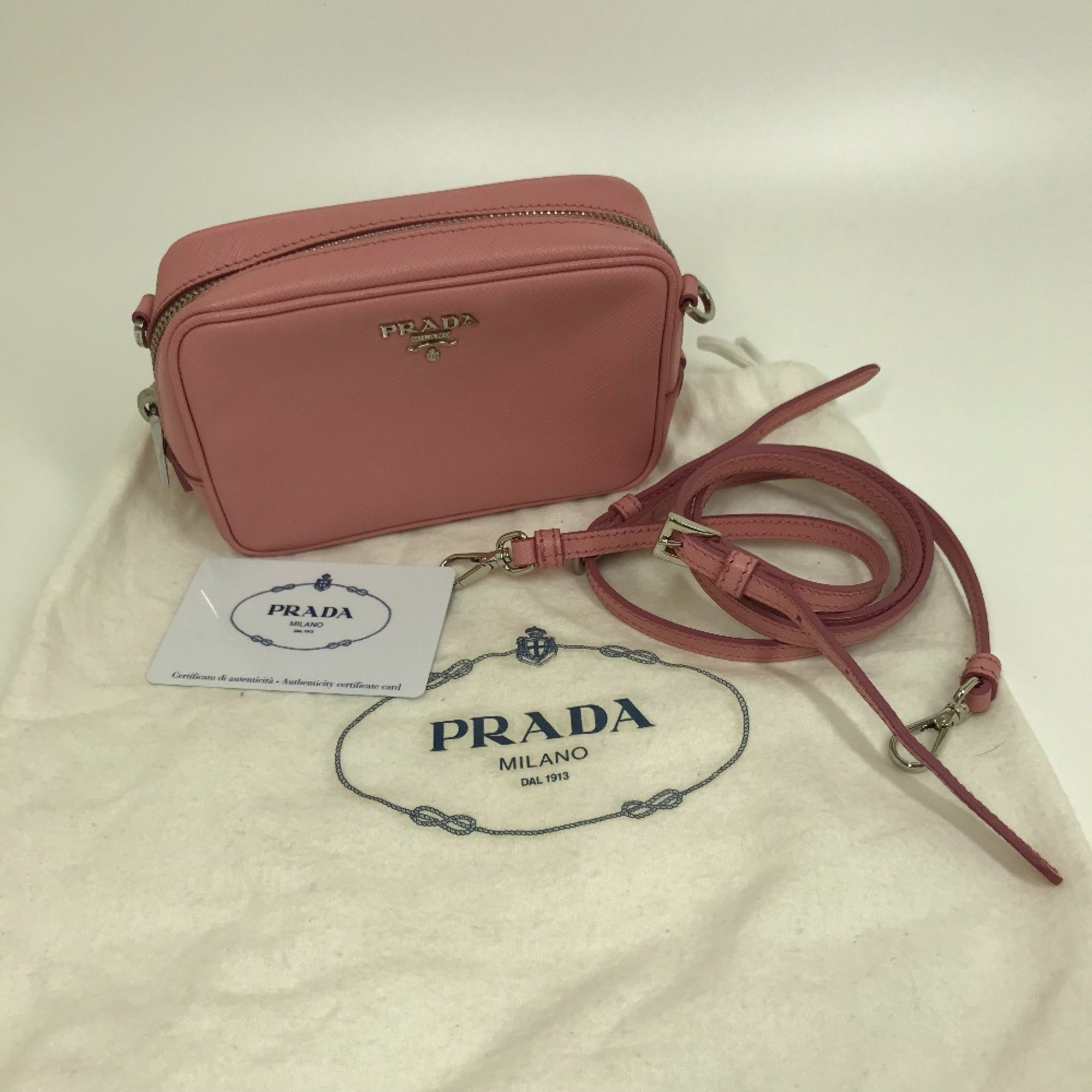 PRADA 1NF674 logo Bag Cluch Bag Shoulder Bag PETALO 1 pink