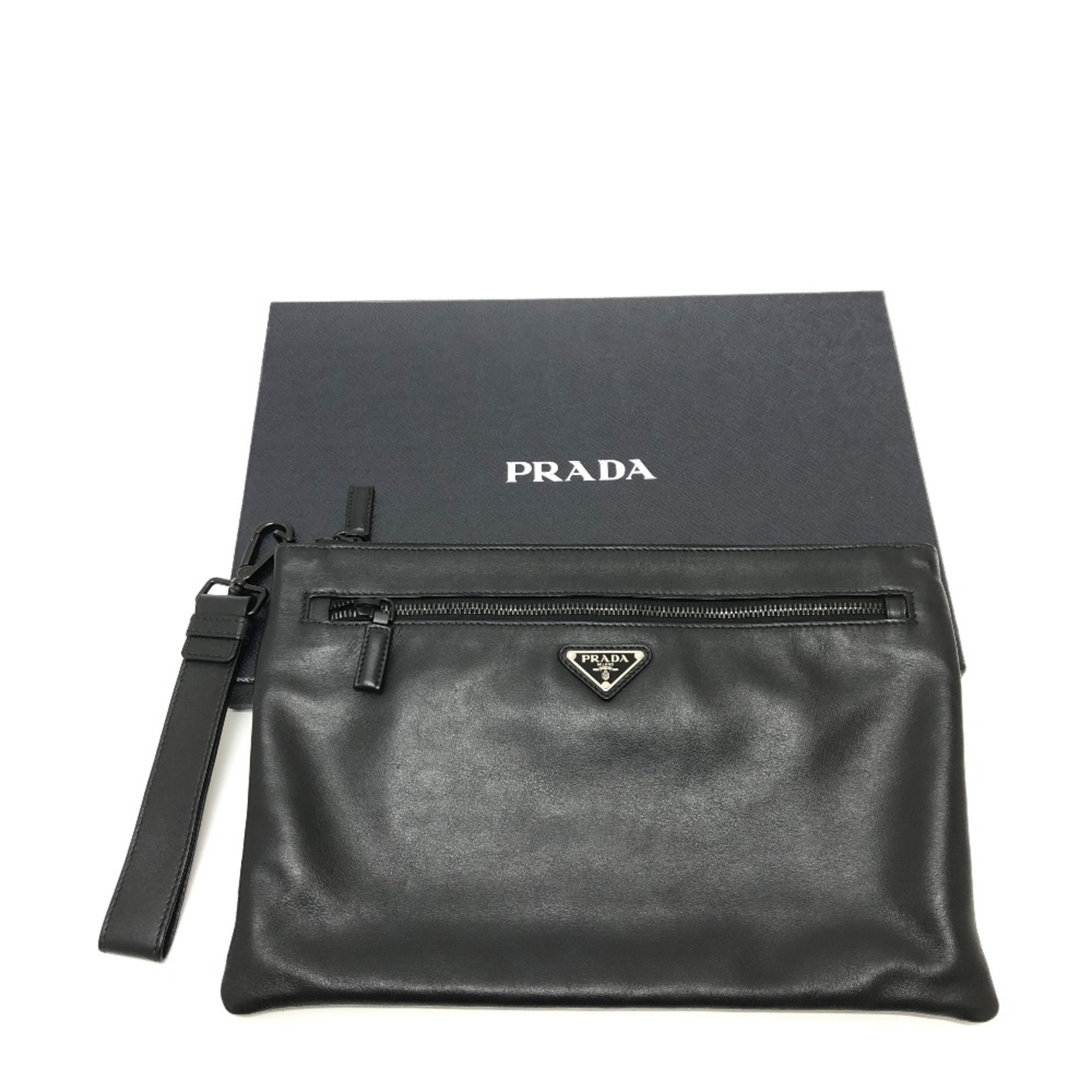 PRADA bag with strap Clutch bag Black SilverHardware