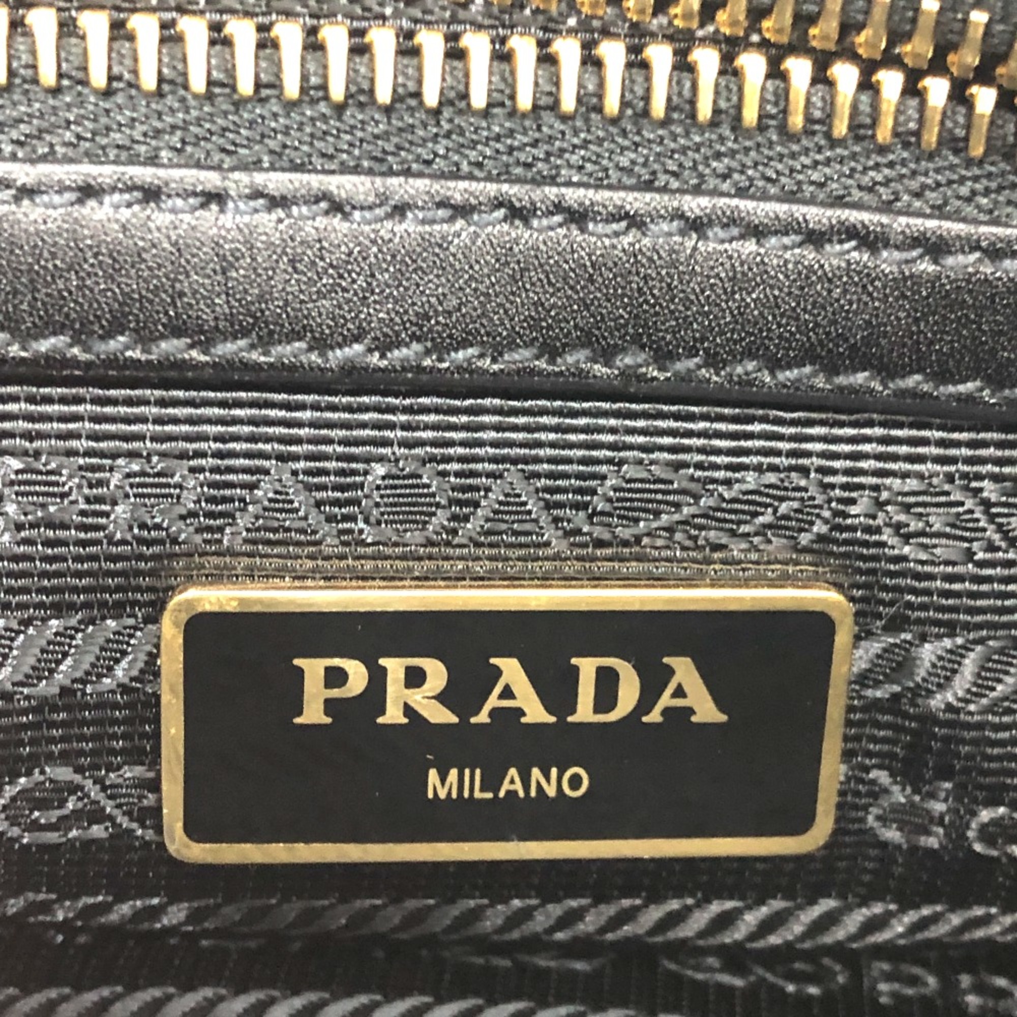 PRADA 1BH046 ribbon Bag Shoulder Bag Black GoldHardware