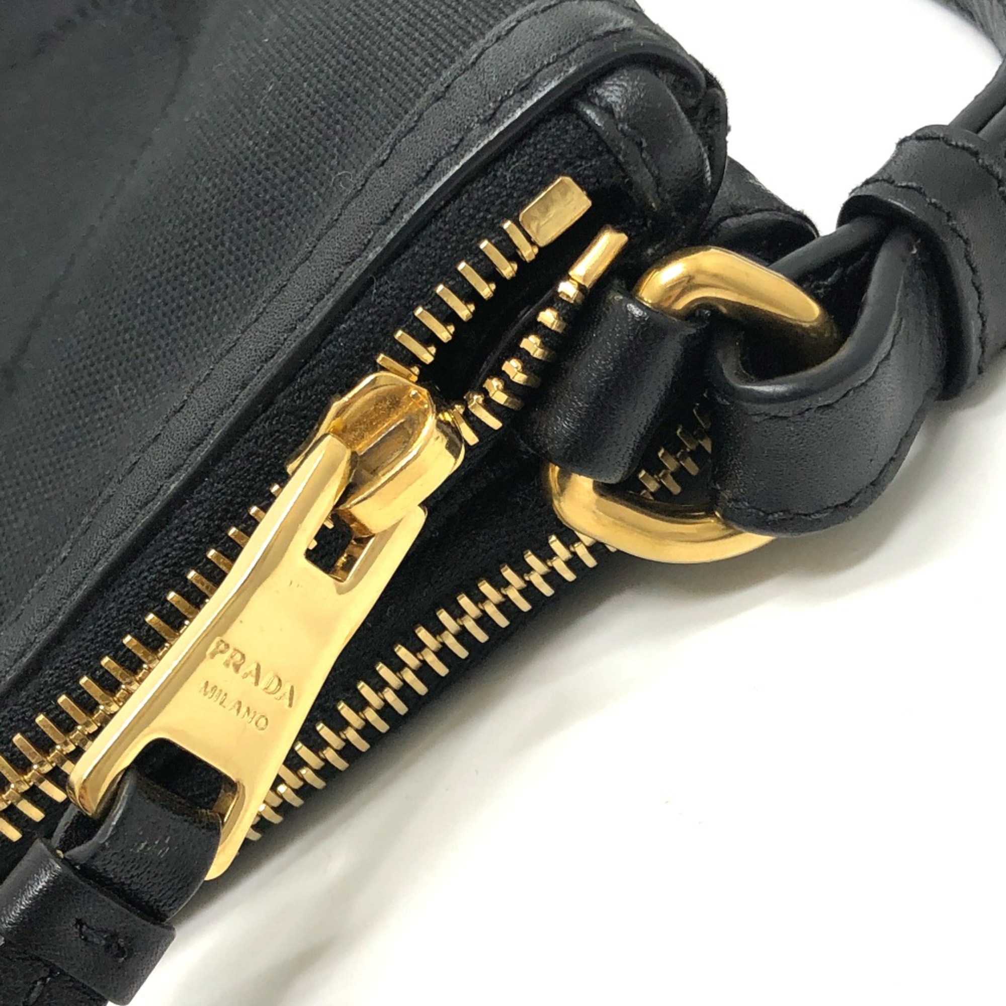 PRADA 1BH046 ribbon Bag Shoulder Bag Black GoldHardware