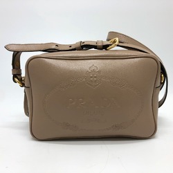 PRADA 1BH089 logo Fastener type Shoulder Bag Beige GoldHardware