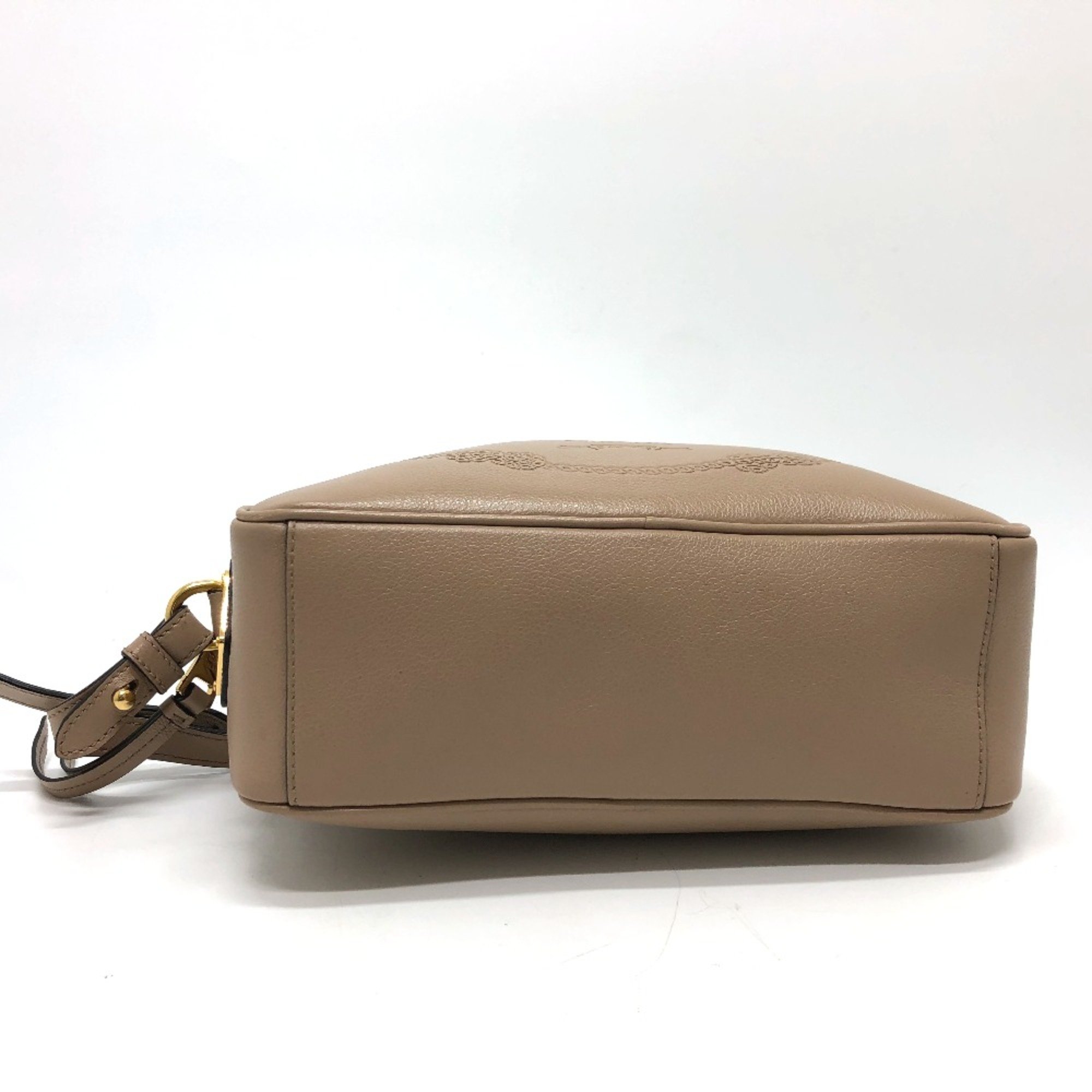 PRADA 1BH089 logo Fastener type Shoulder Bag Beige GoldHardware