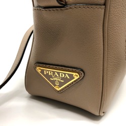 PRADA 1BH089 logo Fastener type Shoulder Bag Beige GoldHardware